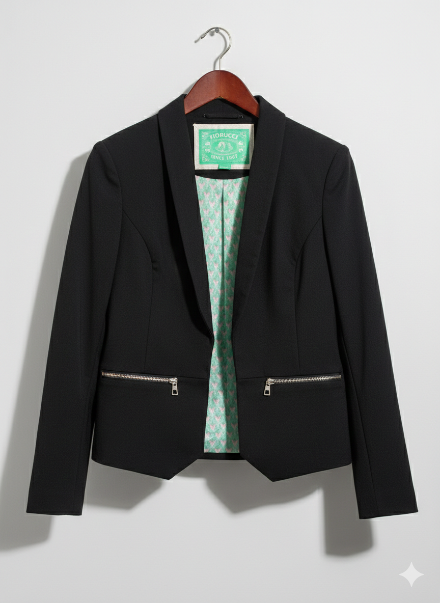 Blazer negro con cremalleras