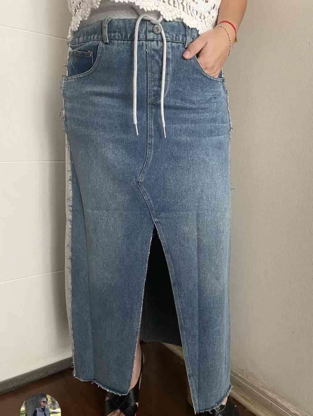 Falda larga de mezclilla y algodón - miniatura 2