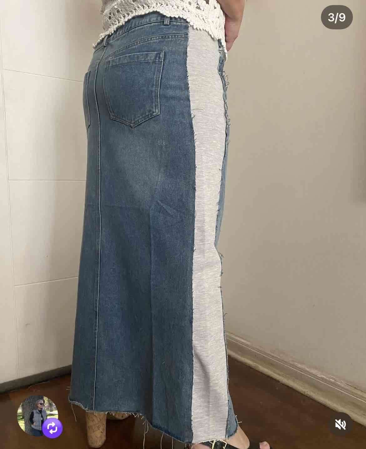 Falda larga de mezclilla y algodón - miniatura 3