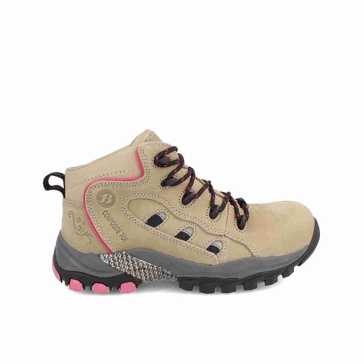 Botas trekking beige con detalles rosas