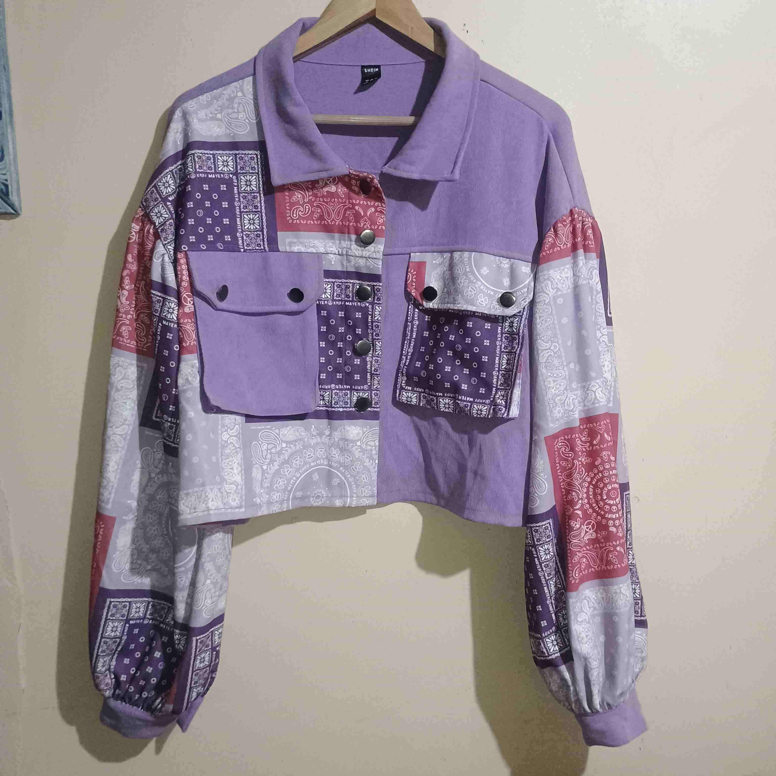 Chaqueta corta patchwork lila - miniatura 2