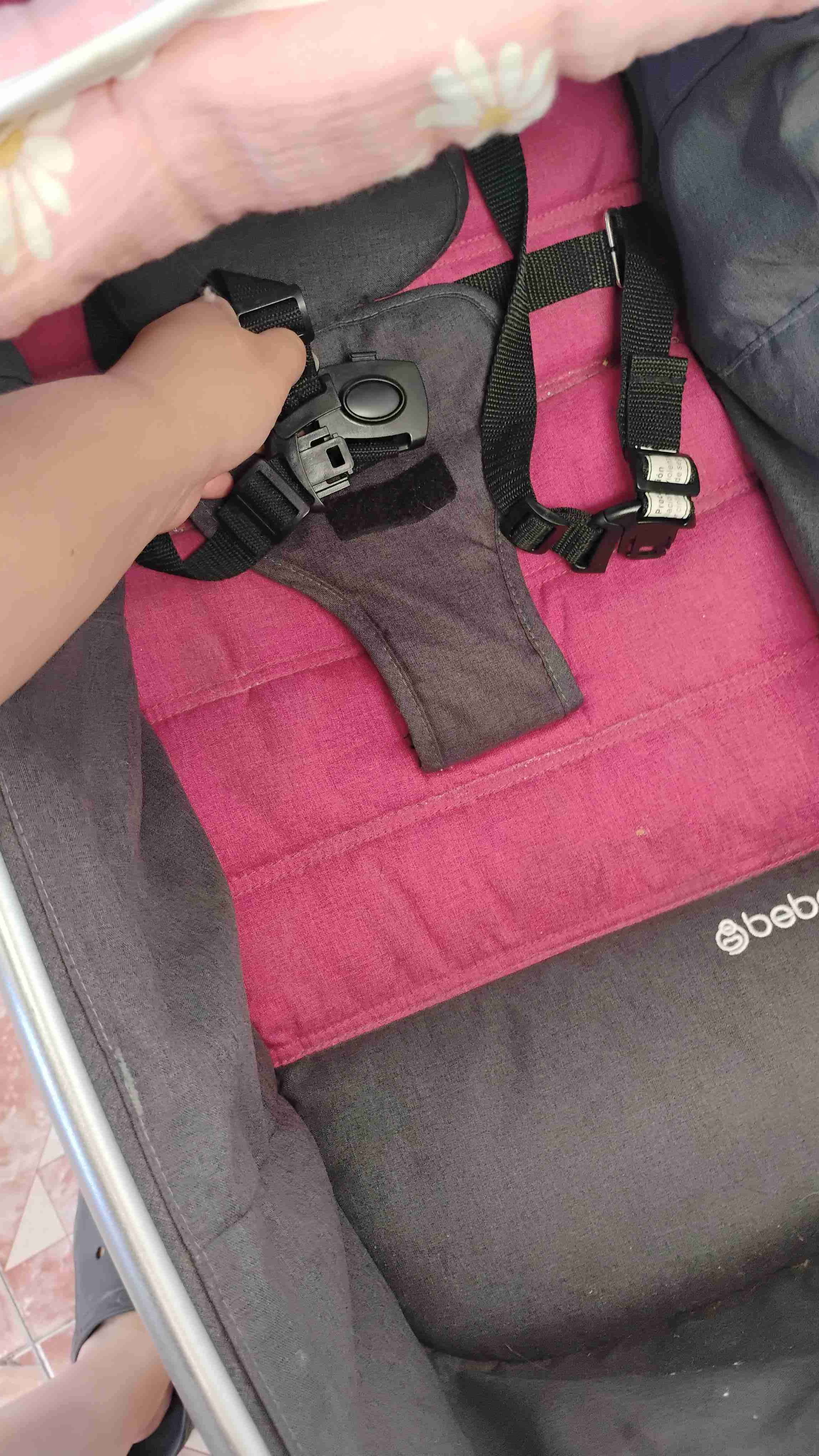 Coche de bebé rosa y gris - miniatura 4