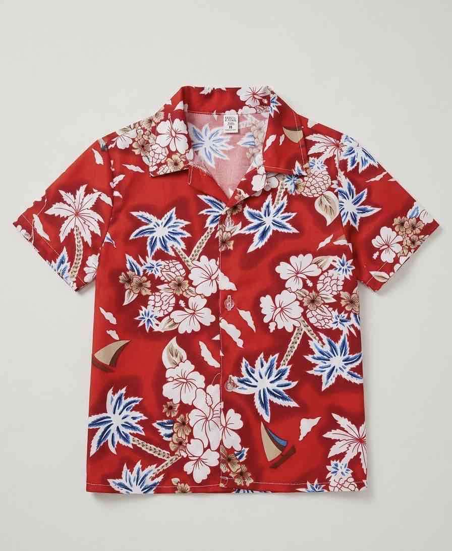 Camisa hawaiana roja floral