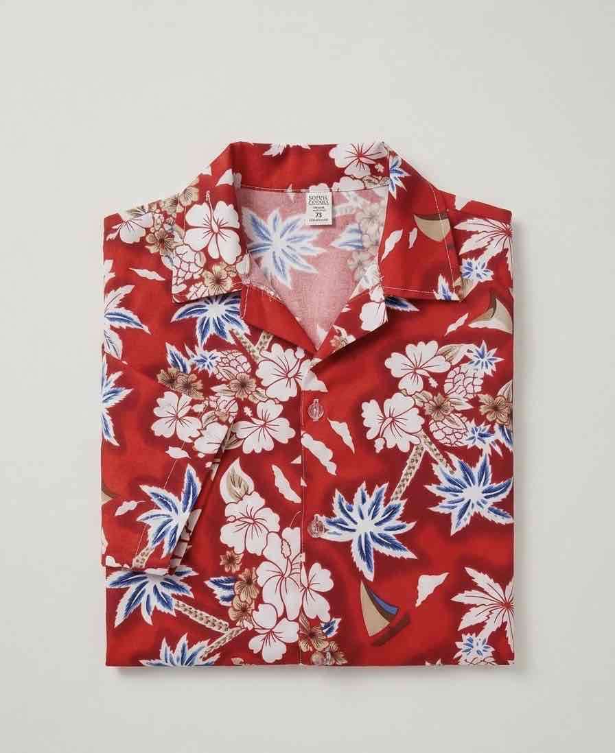 Camisa hawaiana roja floral - miniatura 2