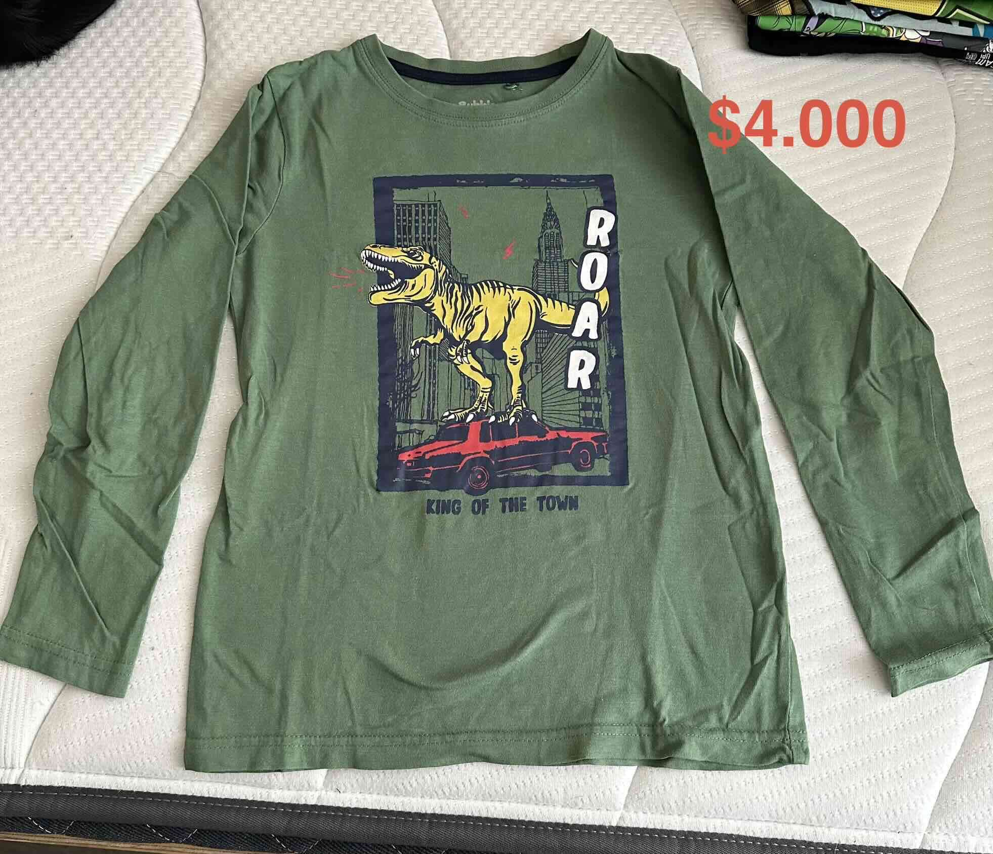Polera verde con dinosaurio