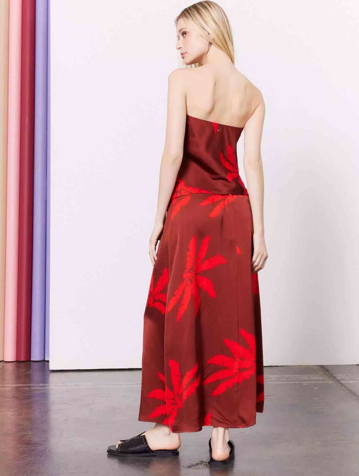 Vestido 2 piezas largo rojo estampado marca Foster - miniatura 2