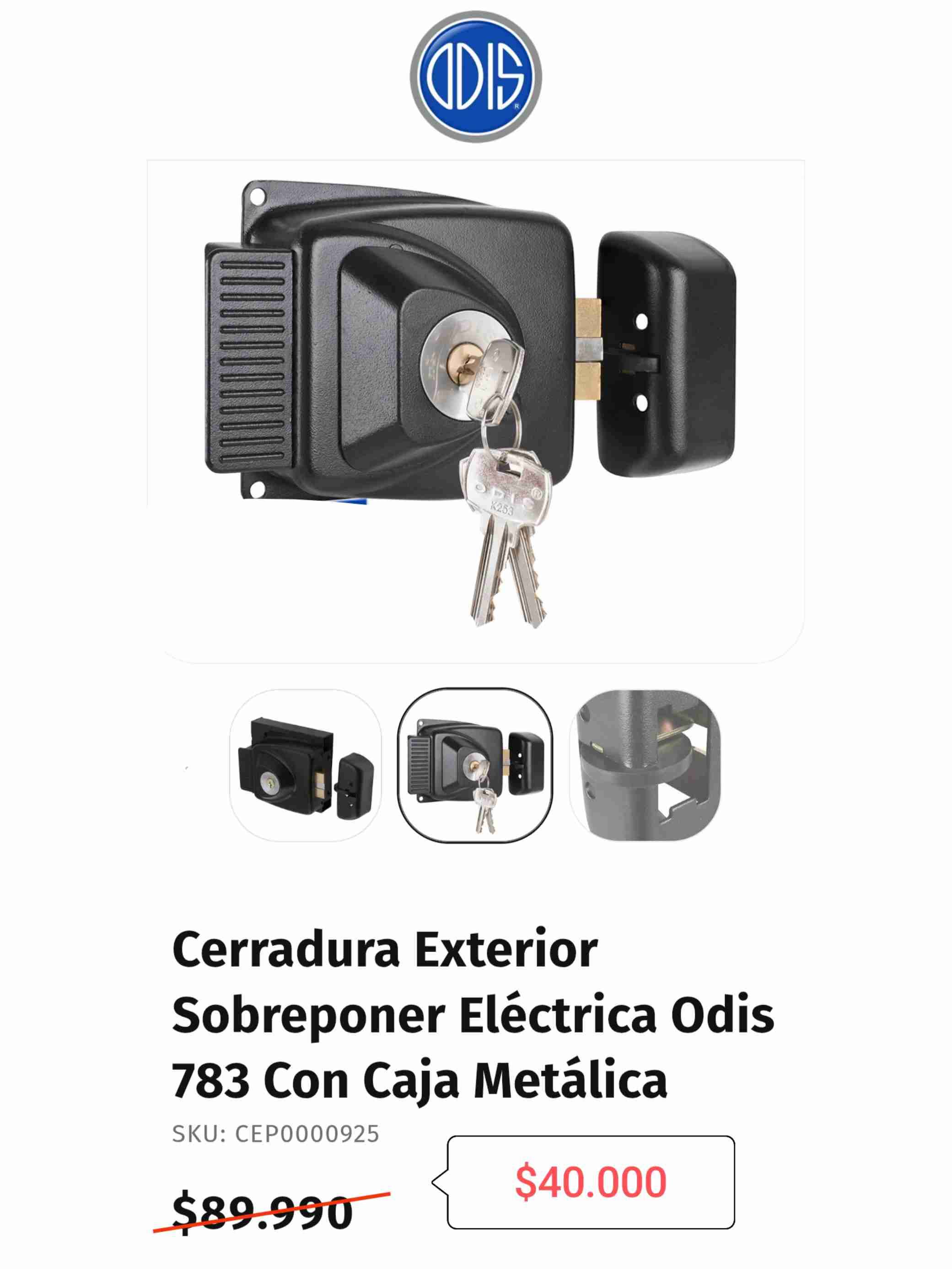 Cerradura eléctrica Odis 783