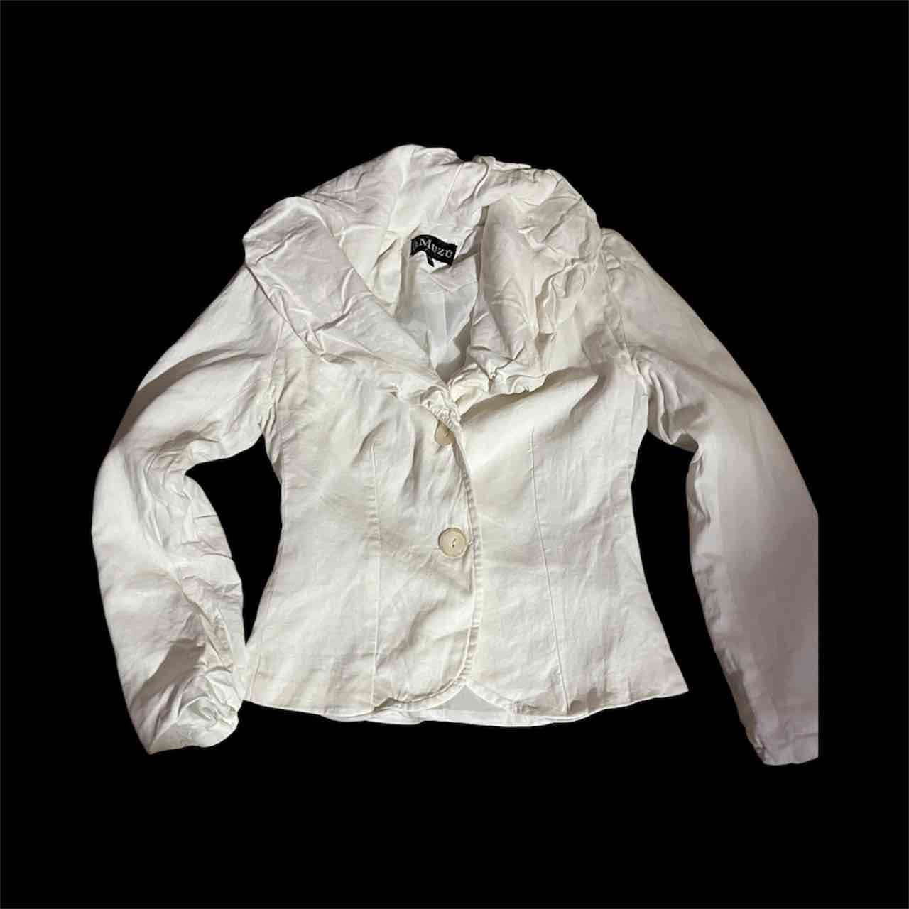 Blazer blanco con cuello fruncido - miniatura 3