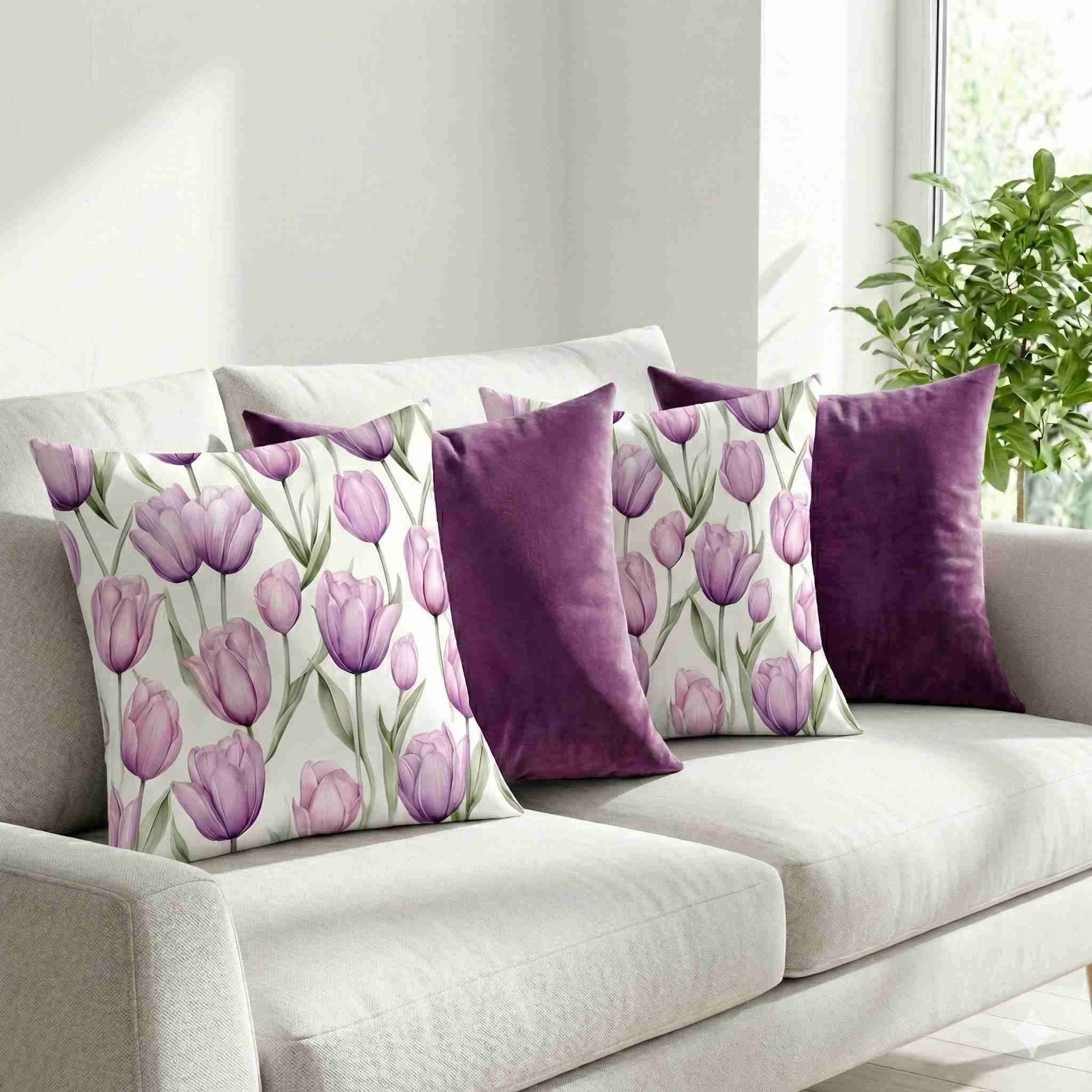 Cojines decorativos tulipanes y morado