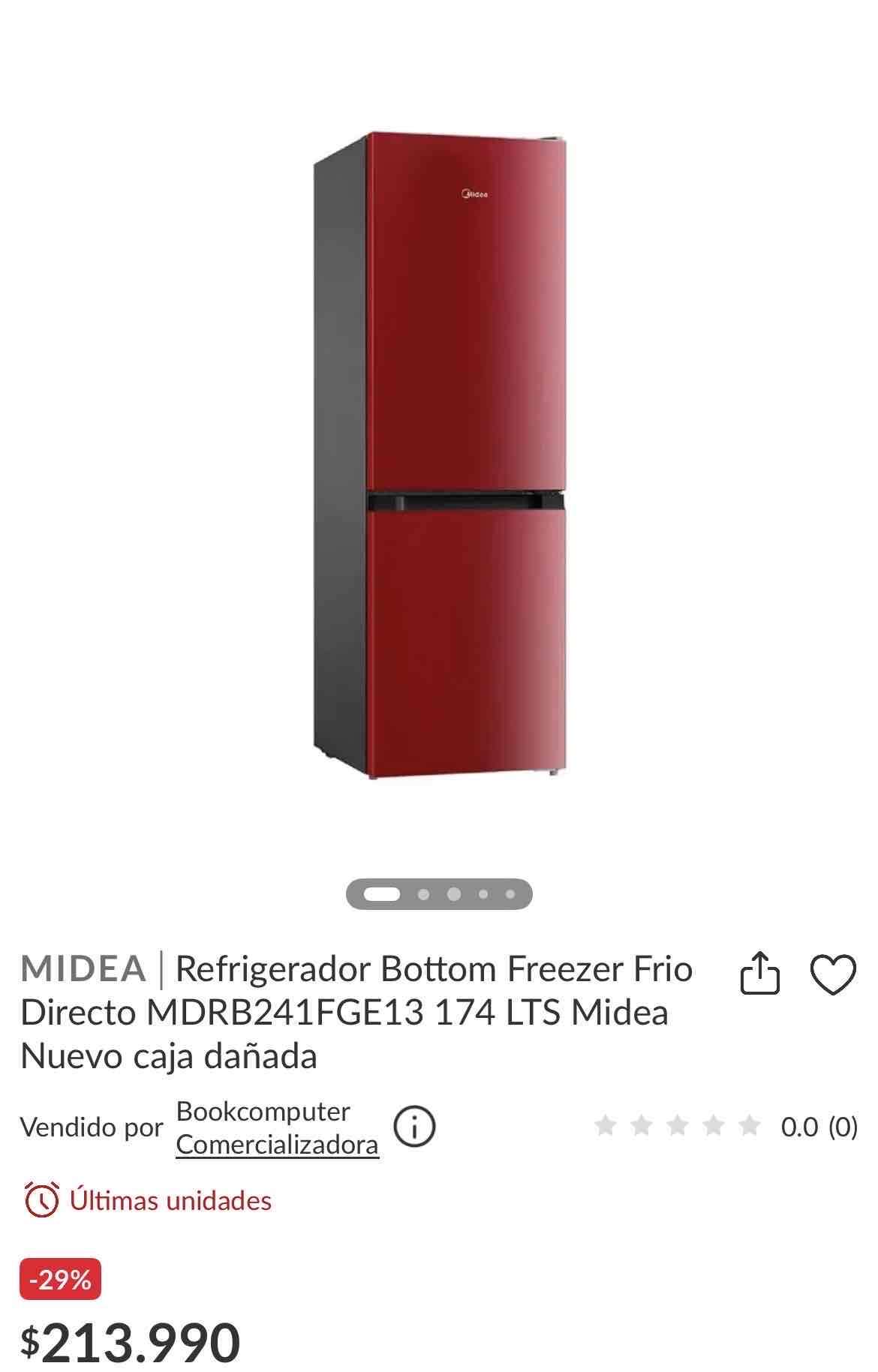 Refrigerador Midea Bottom Freezer rojo