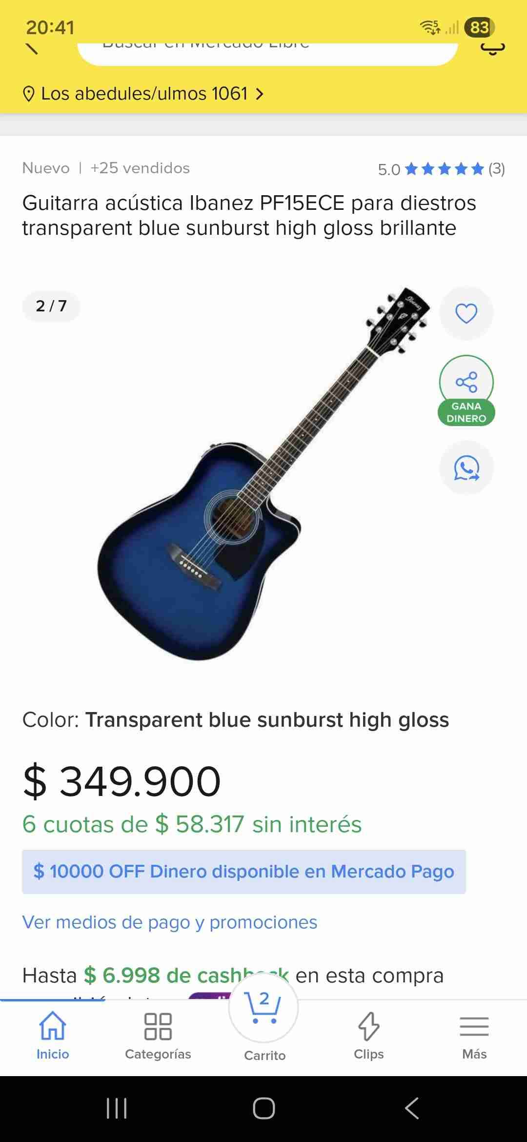 Guitarra electroacústica azul Ibanez - miniatura 3