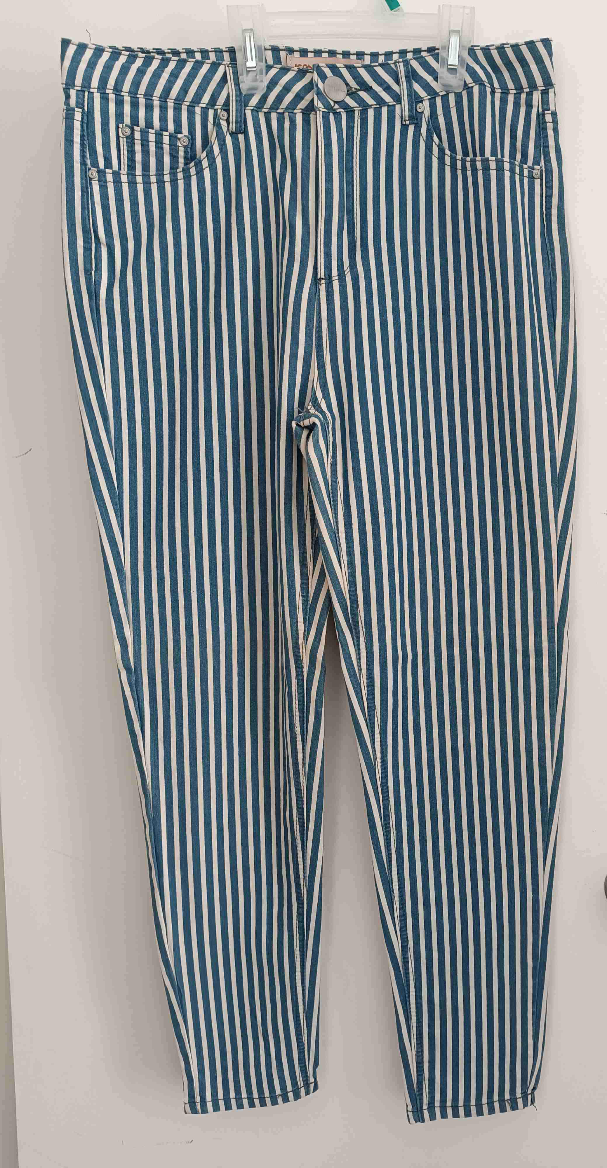 Jeans rayados azul y blanco