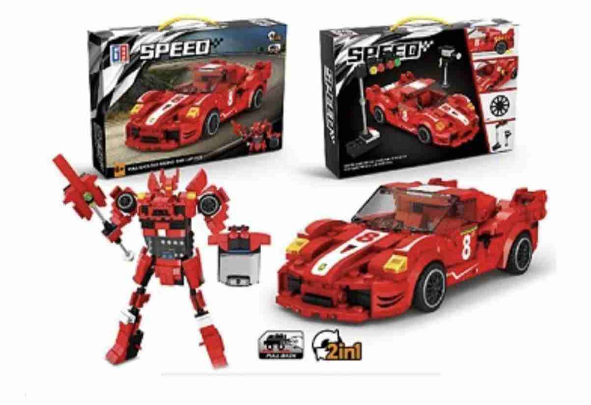 Set de bloques auto y robot 2 en 1