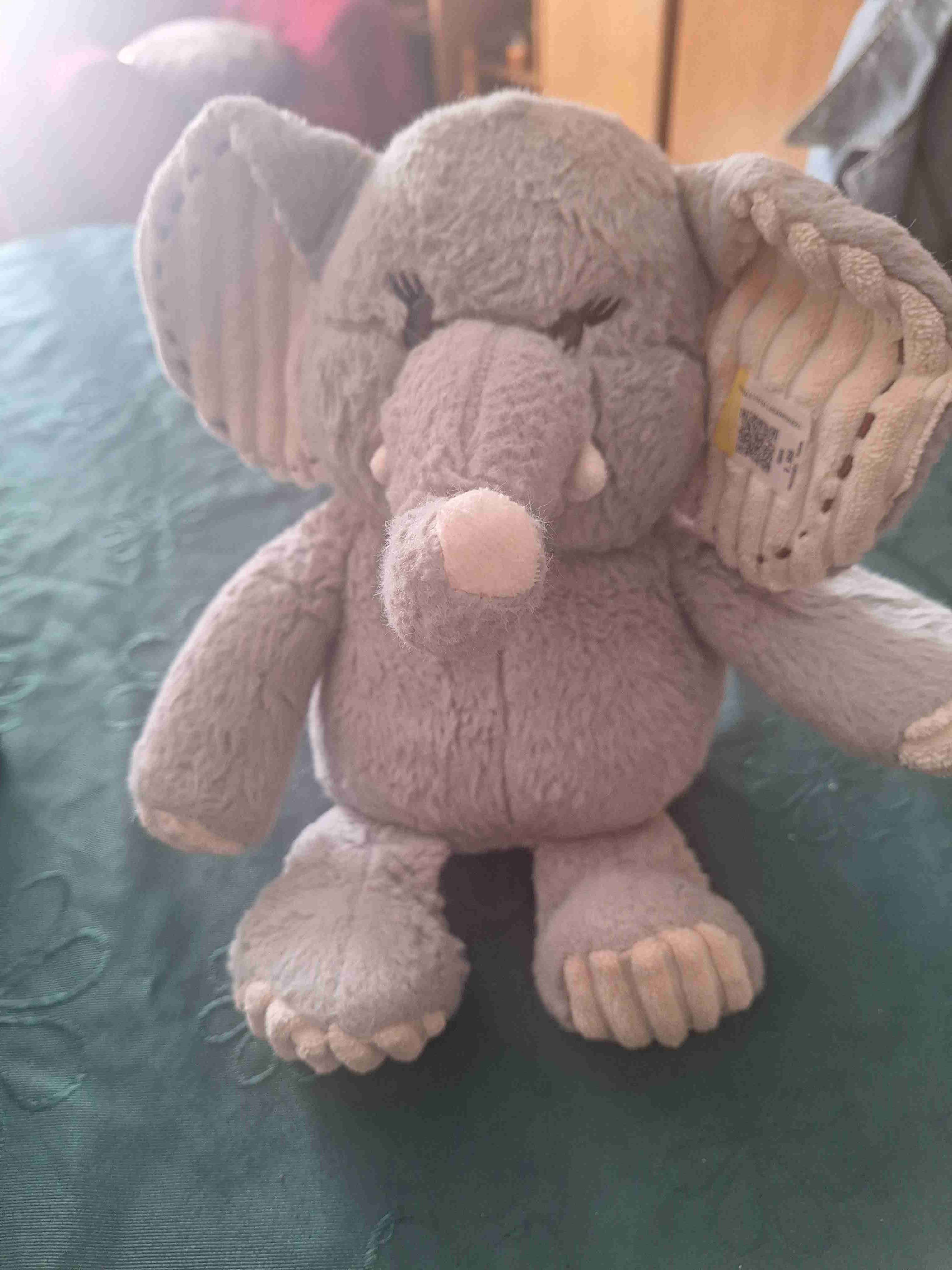 Peluche elefante gris suave