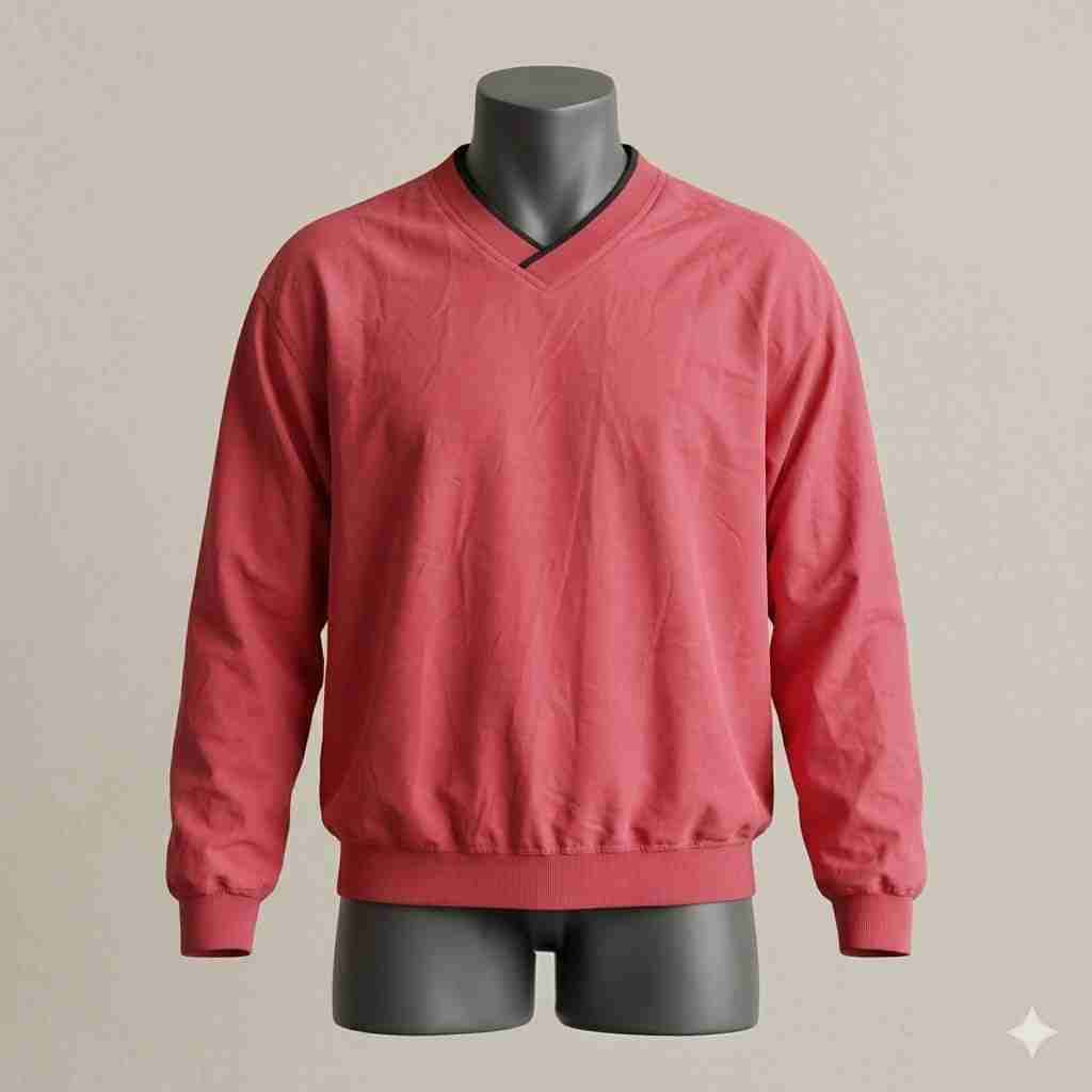 Cortavientos rojo de cuello en V