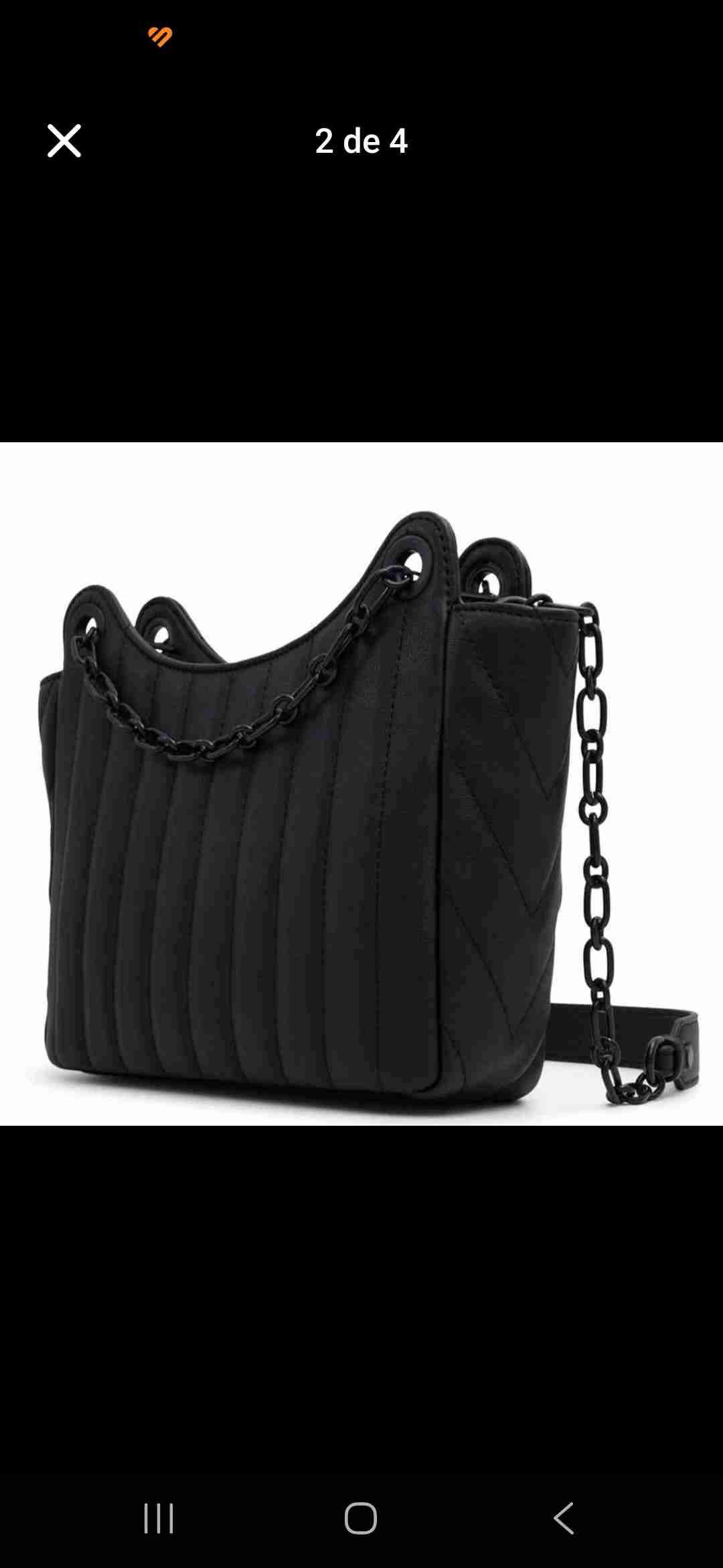 Cartera de mano negra con cadena - miniatura 4