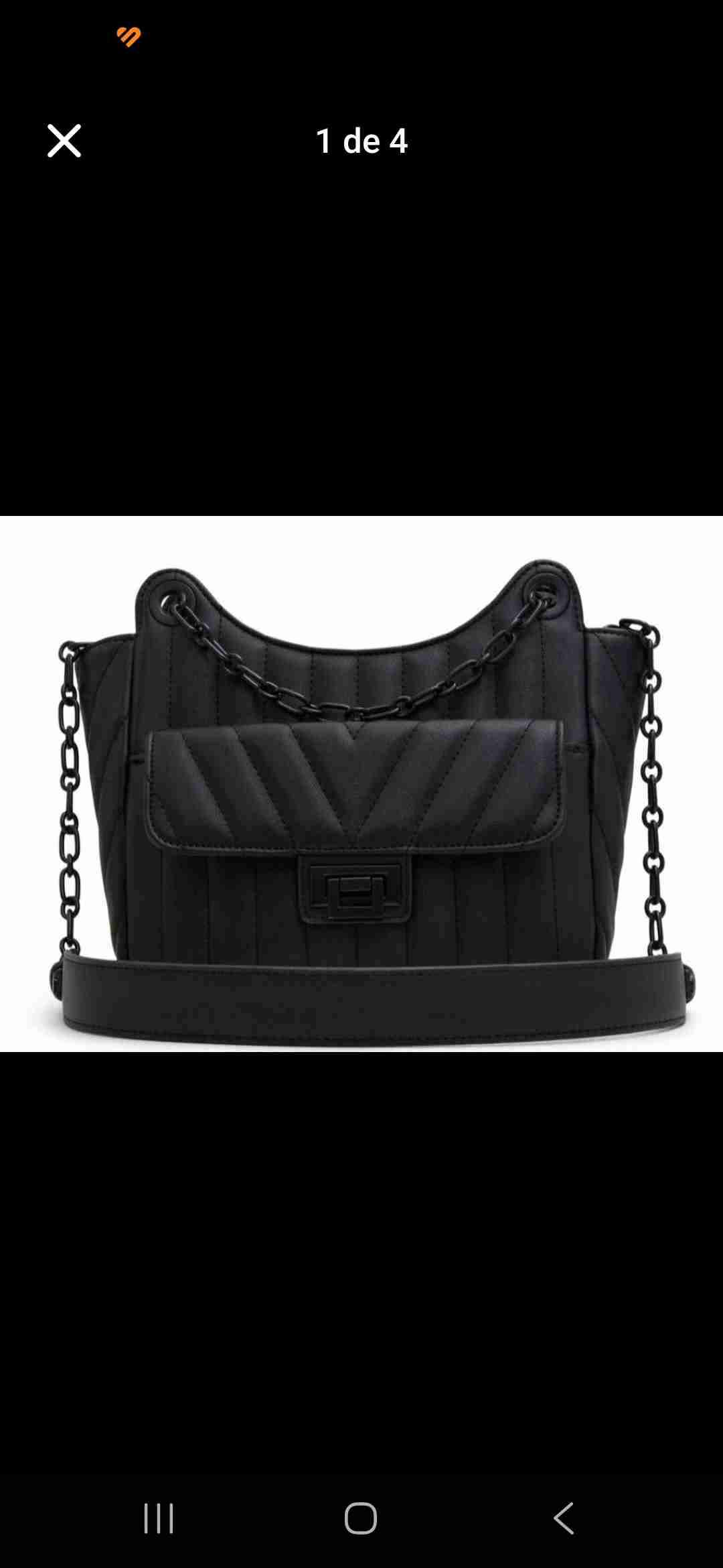 Cartera de mano negra con cadena - miniatura 6