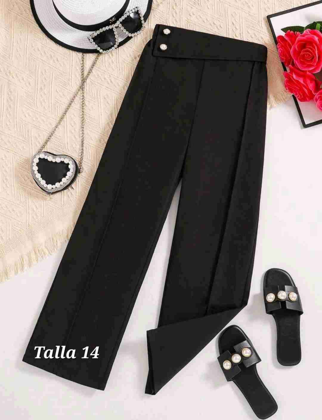 Pantalones negros con botones, de niña , talla 14