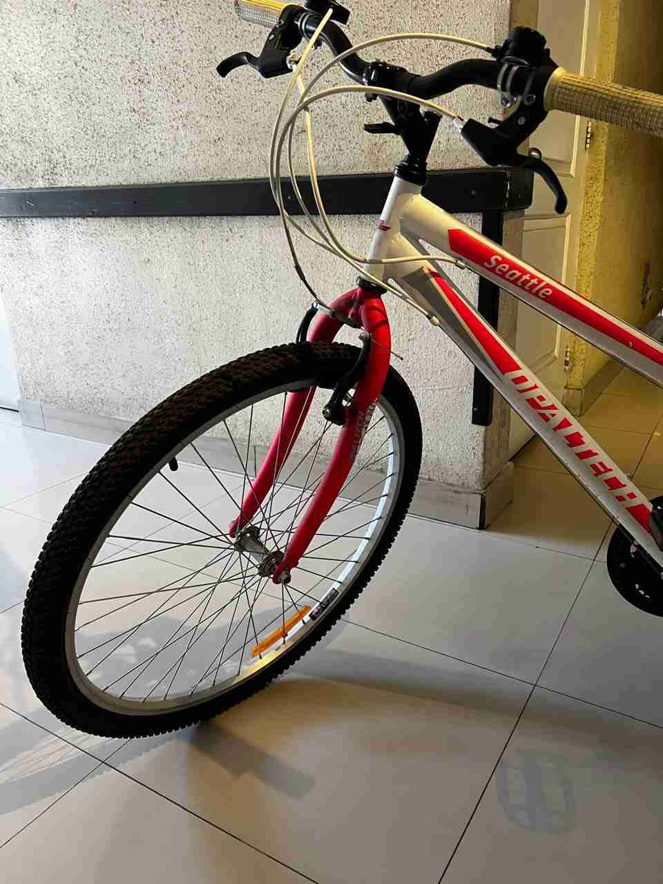 Bicicleta montañera blanca y roja - miniatura 2