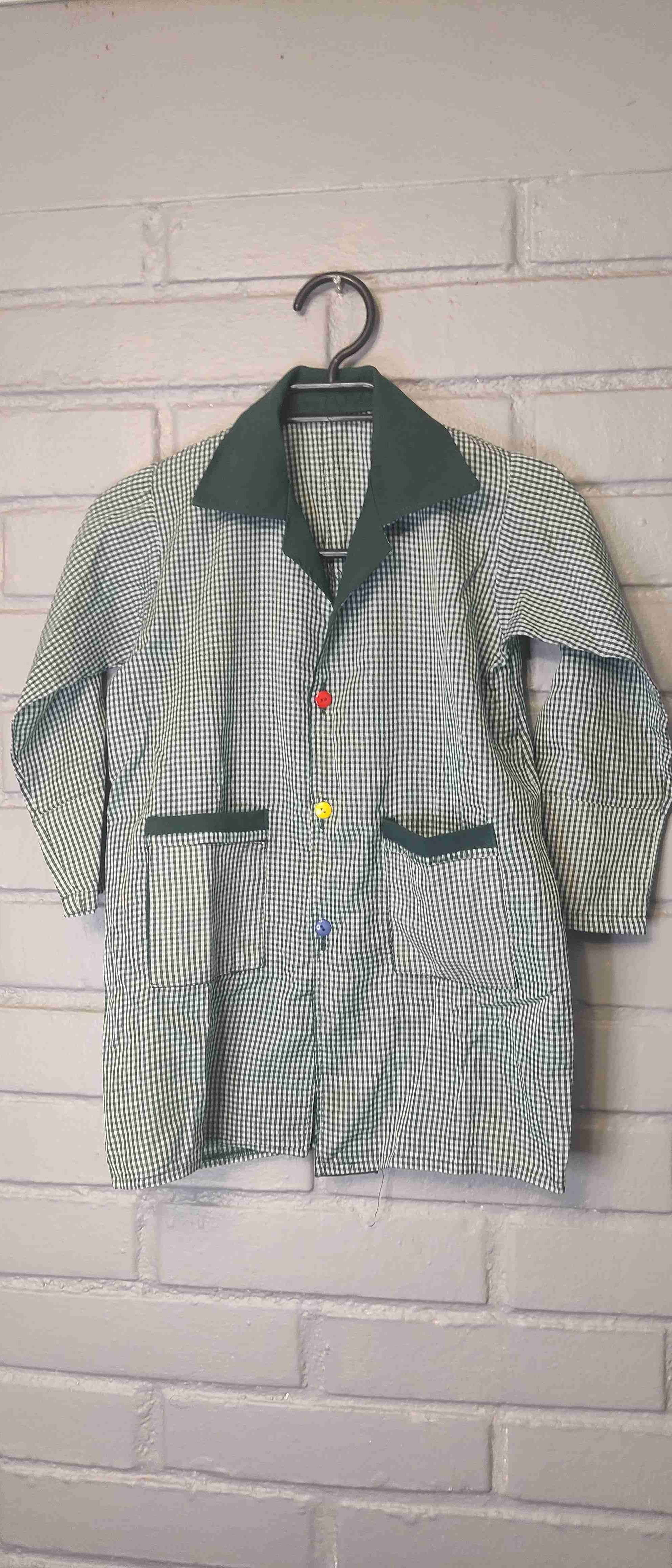 Delantal escolar a cuadros verde talla 6-8 - miniatura 4