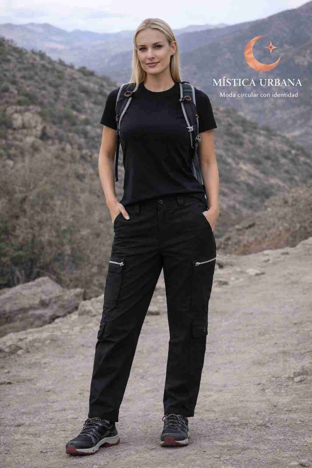 Pantalón cargo mujer negro