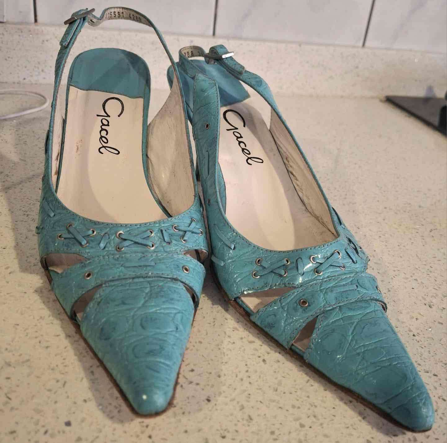 Zapatos de taco,  turquesa, marca  Gacel