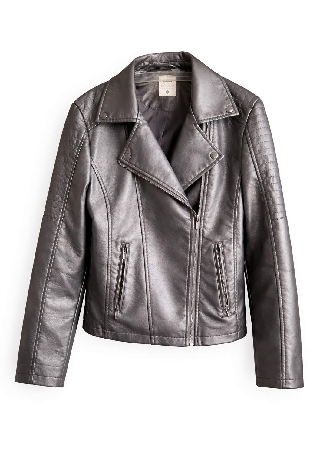 Chaqueta de ecocuero gris mujer