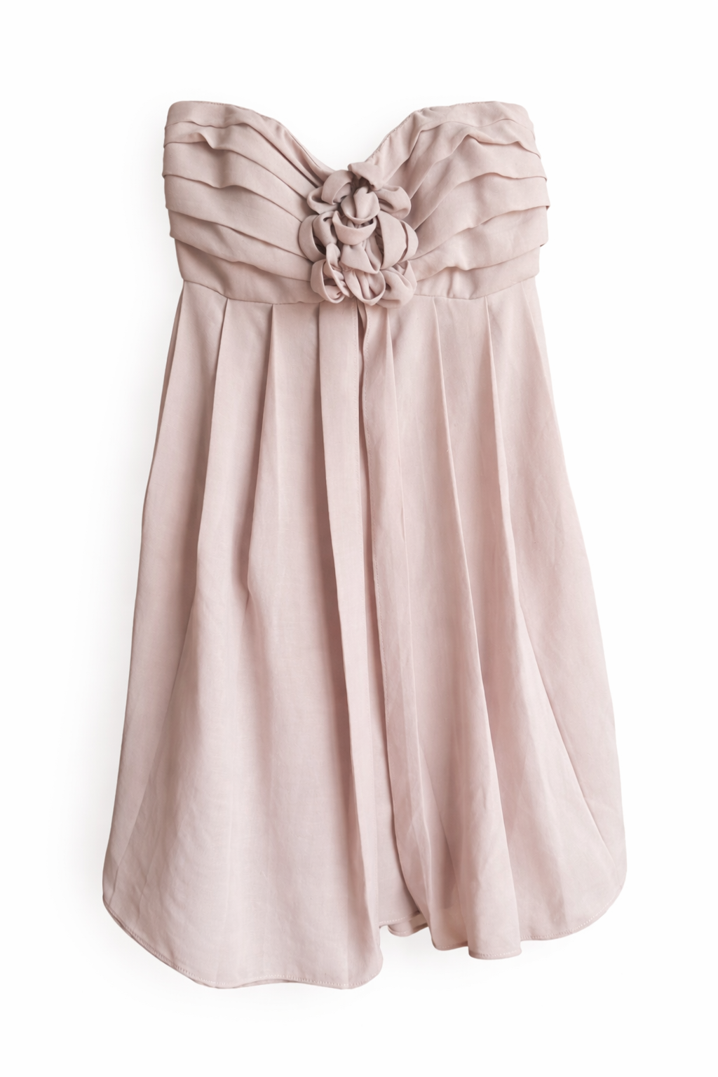 Vestido strapless rosado suave