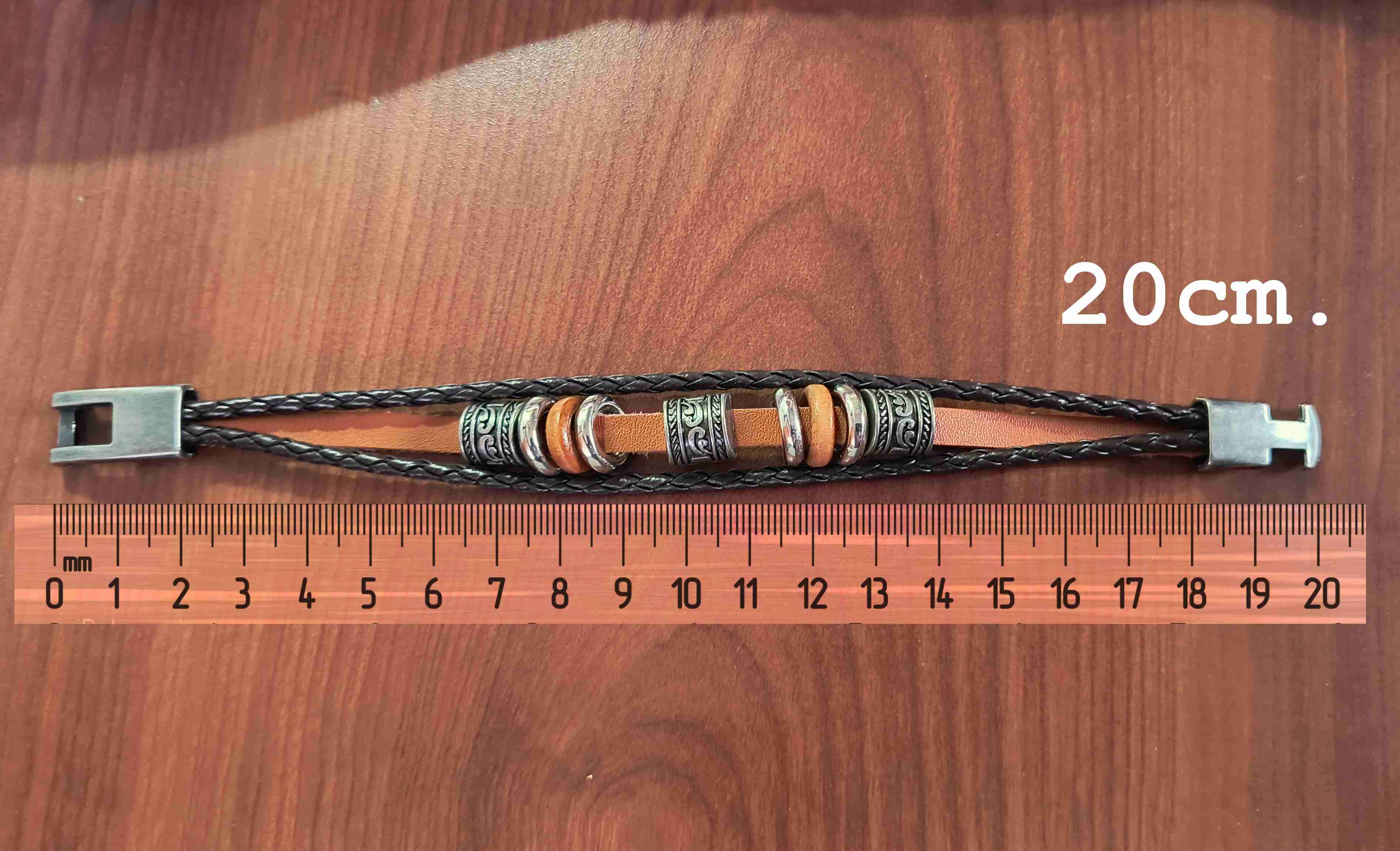 Pulsera cuero y metal multicolor - miniatura 3