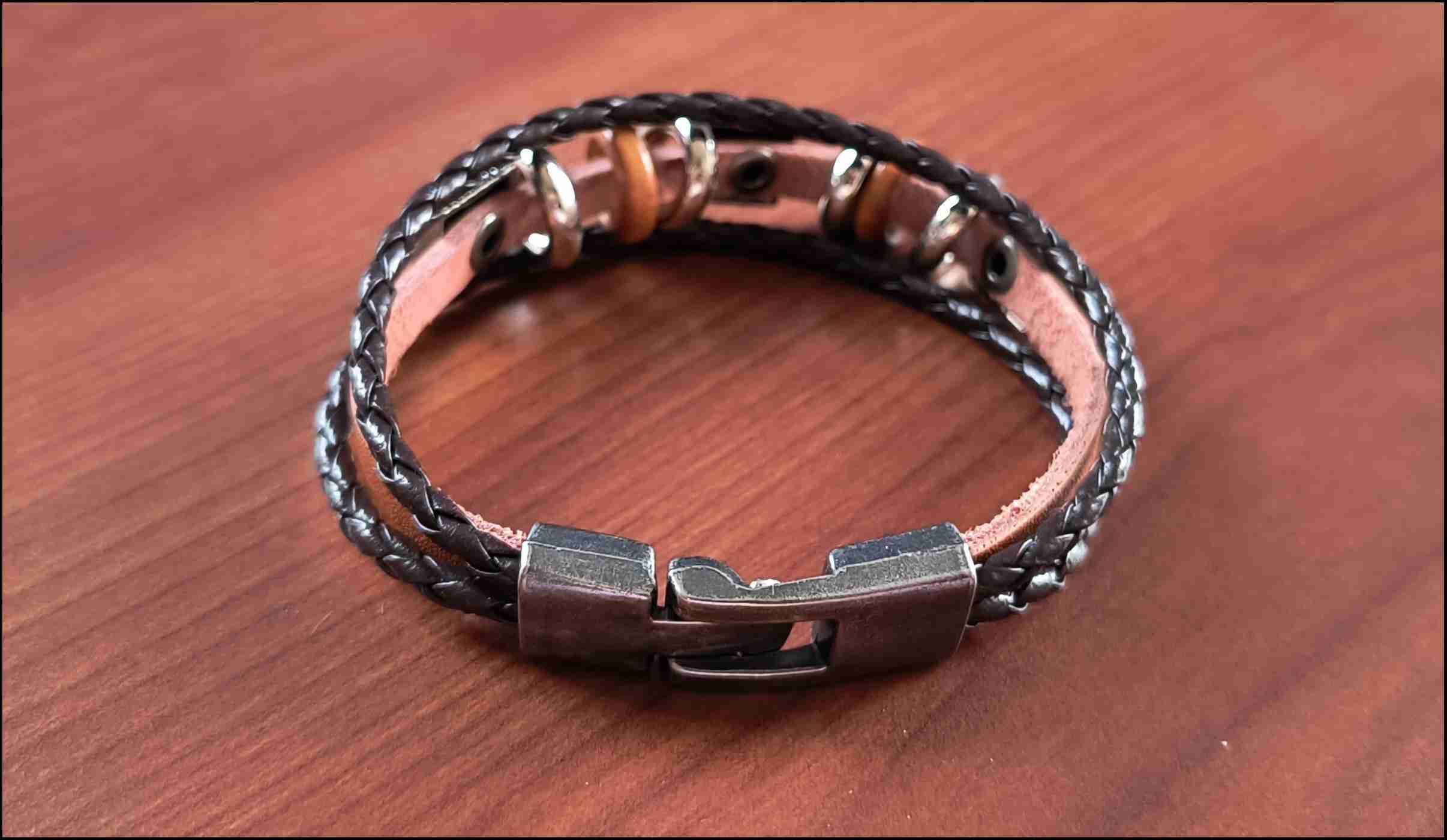 Pulsera cuero y metal multicolor - miniatura 5