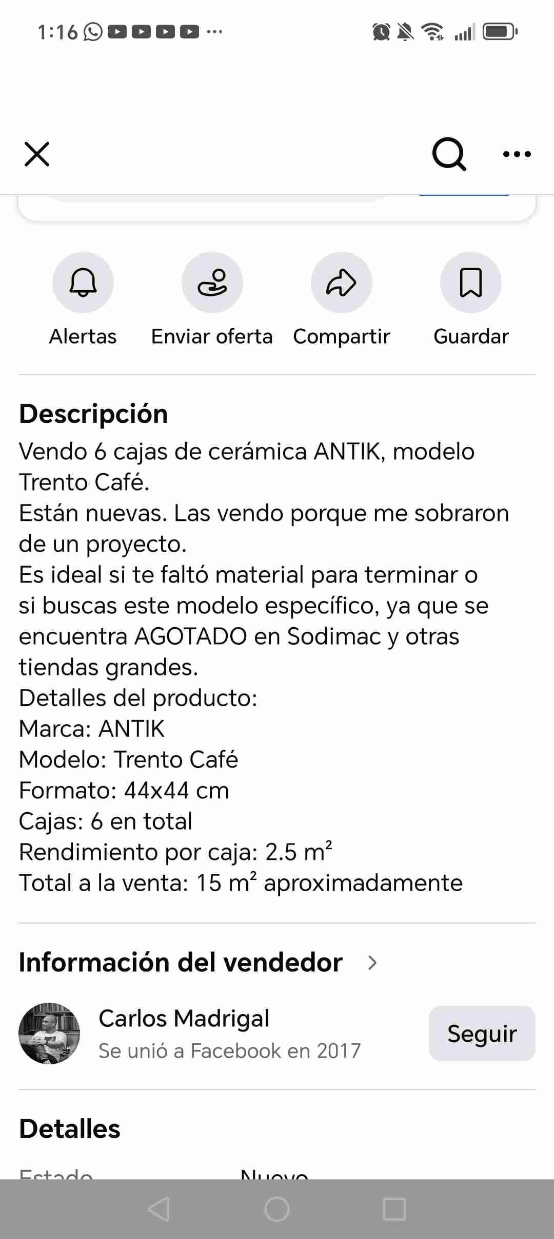 Cerámica Antik Trento Café 44x44 - miniatura 2