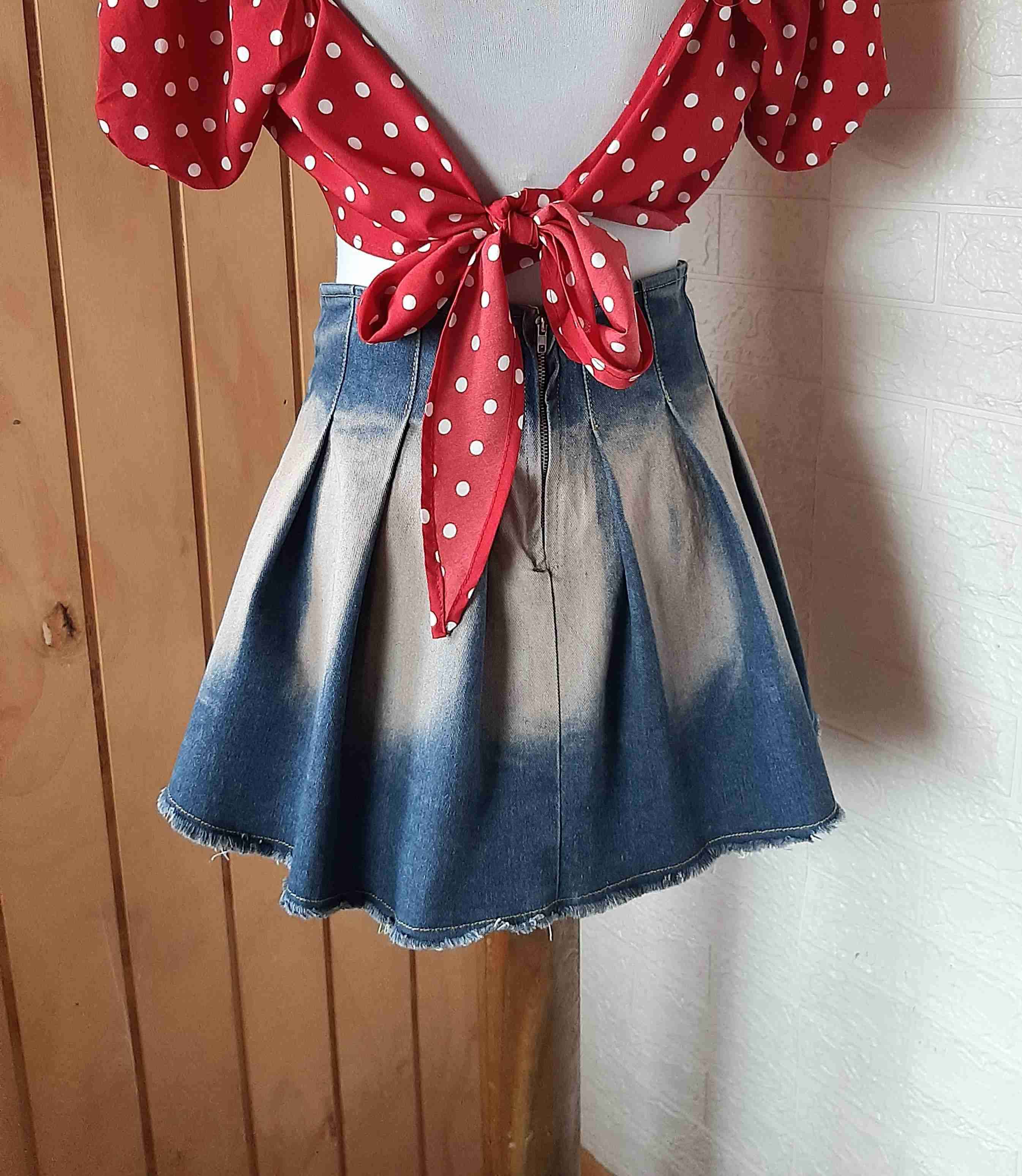 Falda corta denim degradé - miniatura 3