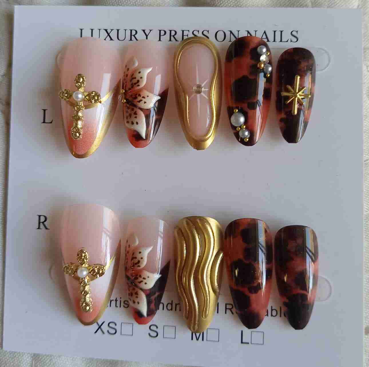 Uñas postizas lujo multicolor