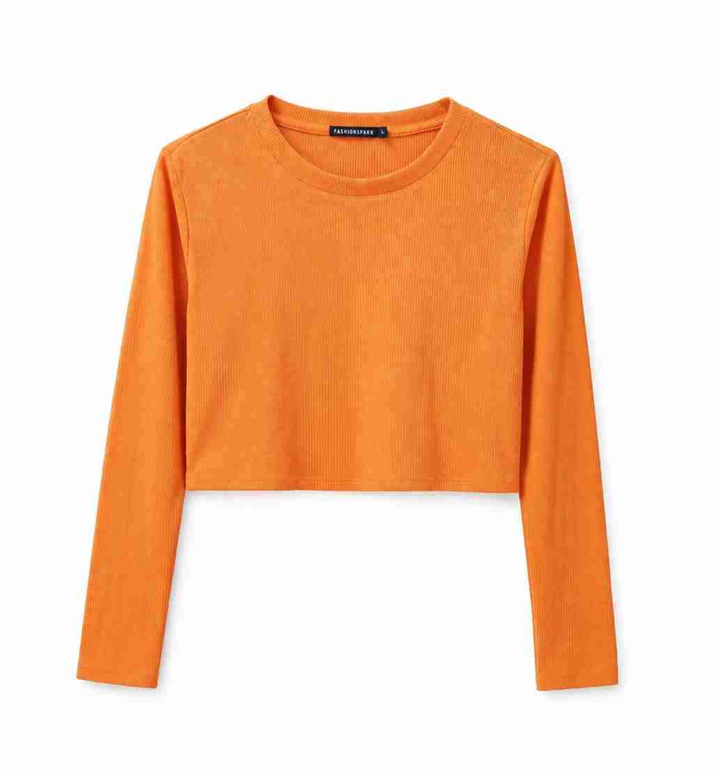 Crop top naranja manga larga