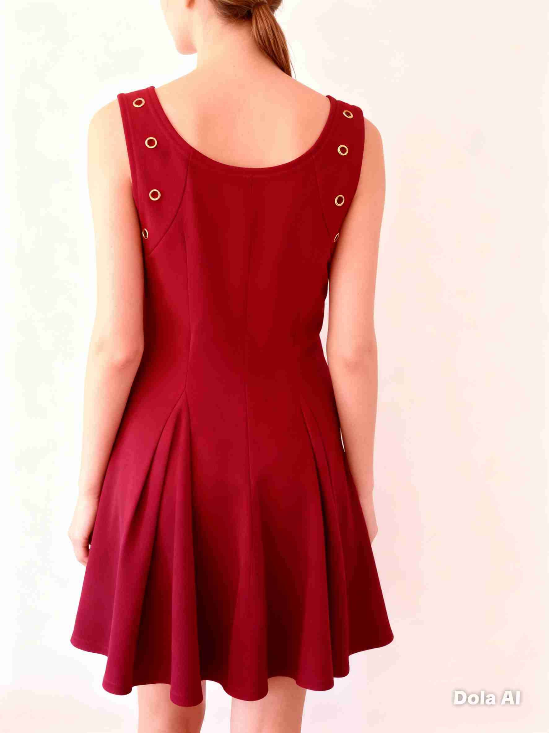 Vestido rojo con ojales - miniatura 2