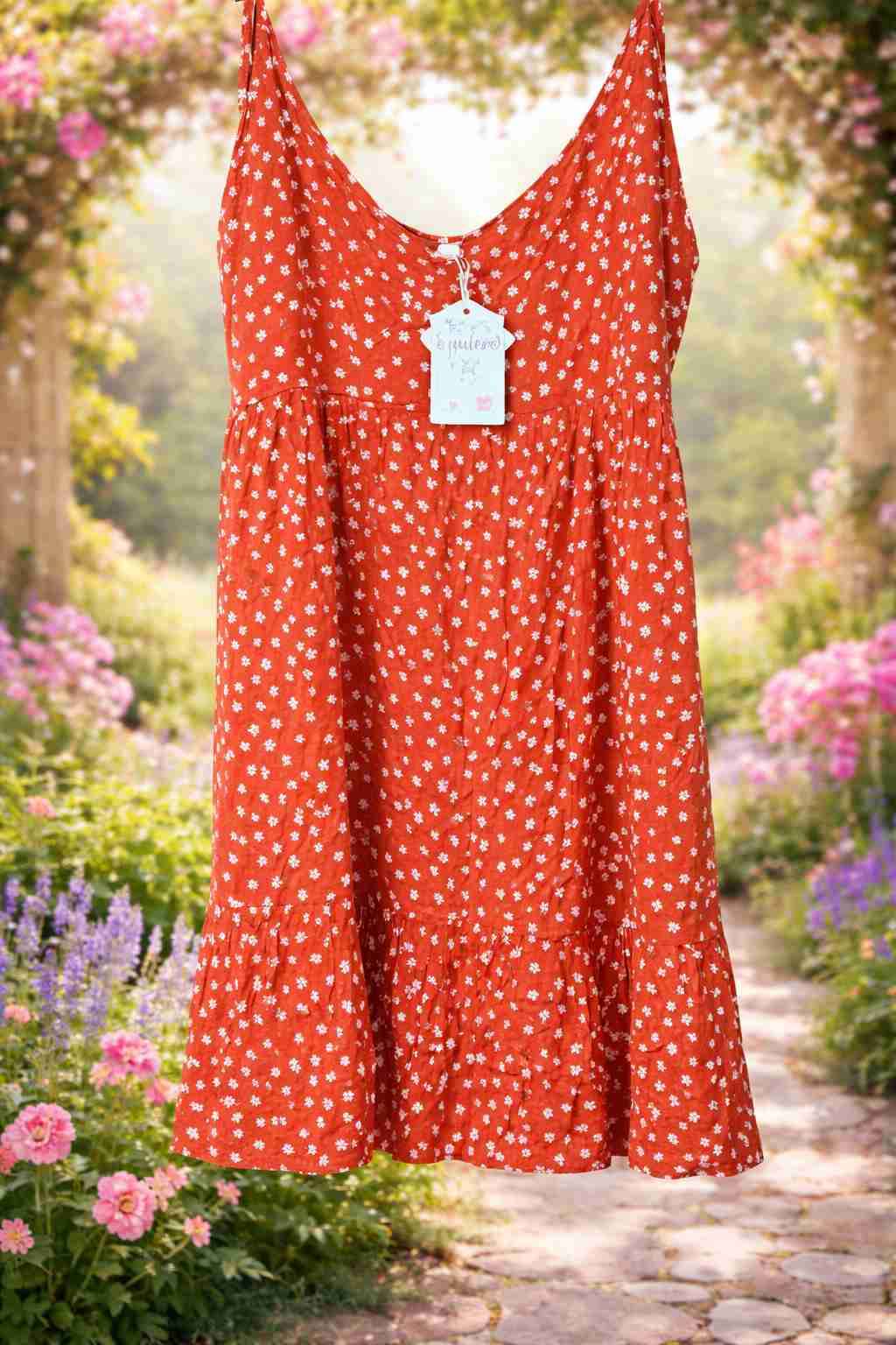 Vestido naranjo con flores