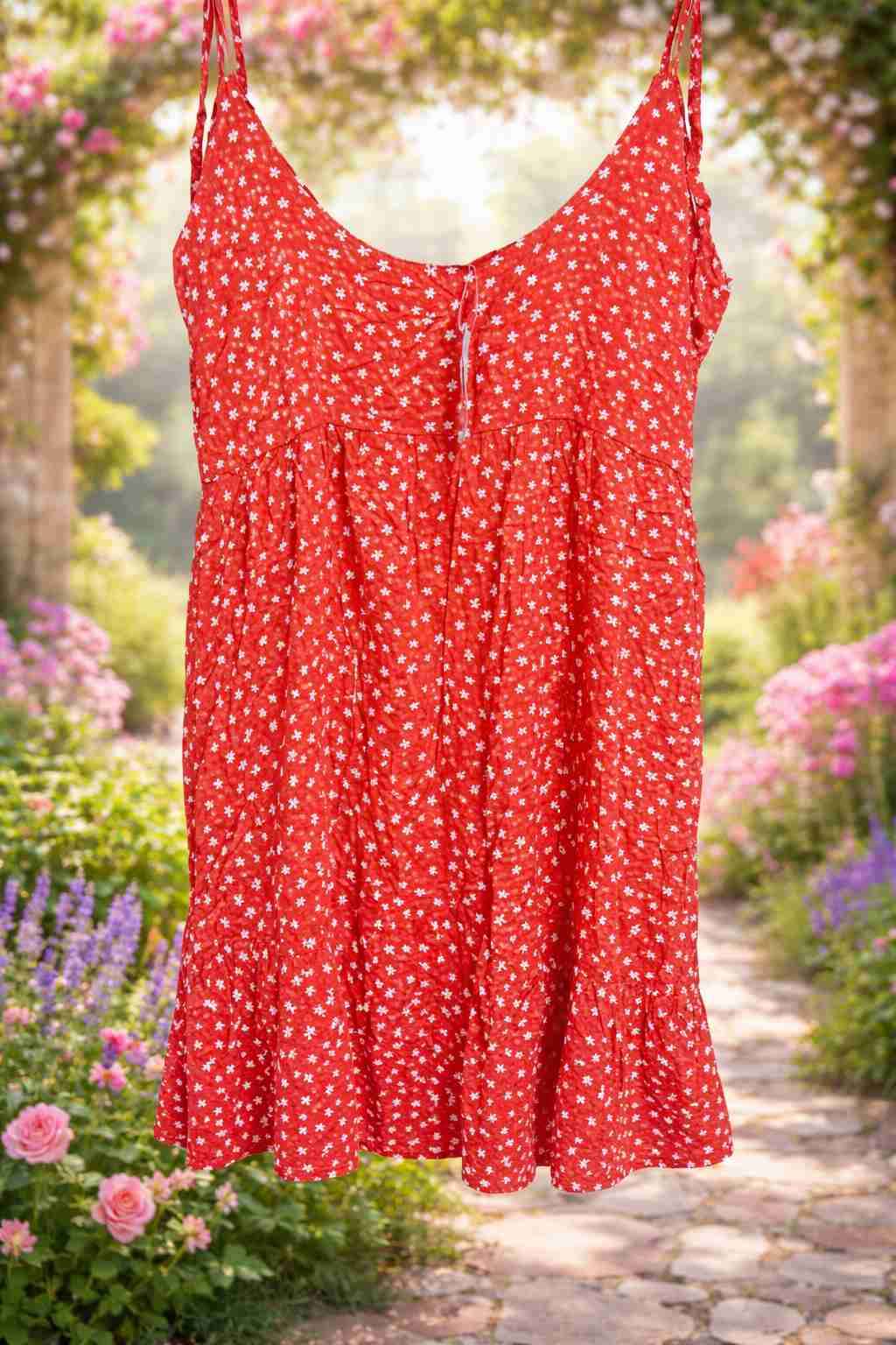 Vestido naranjo con flores - miniatura 2