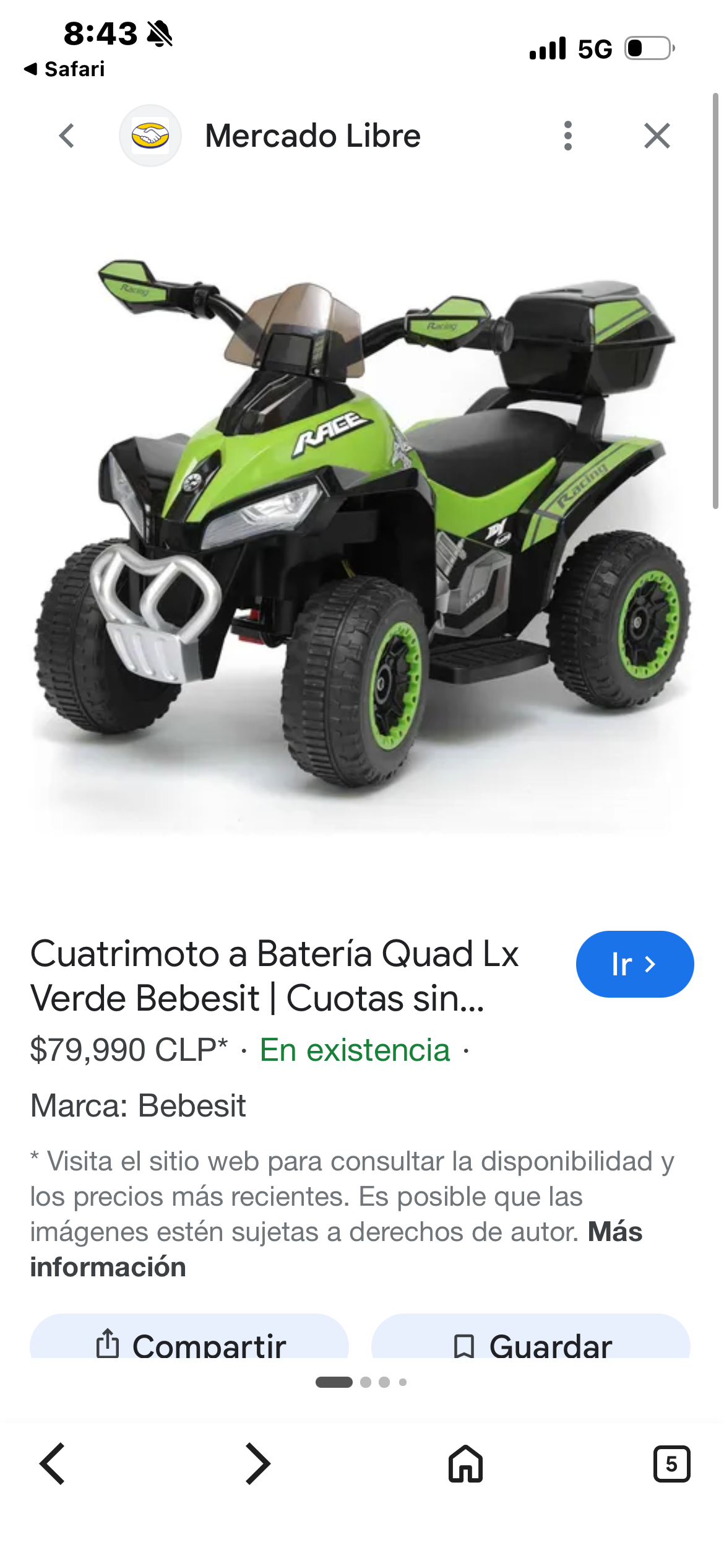 Cuatrimoto eléctrica infantil verde - miniatura 2