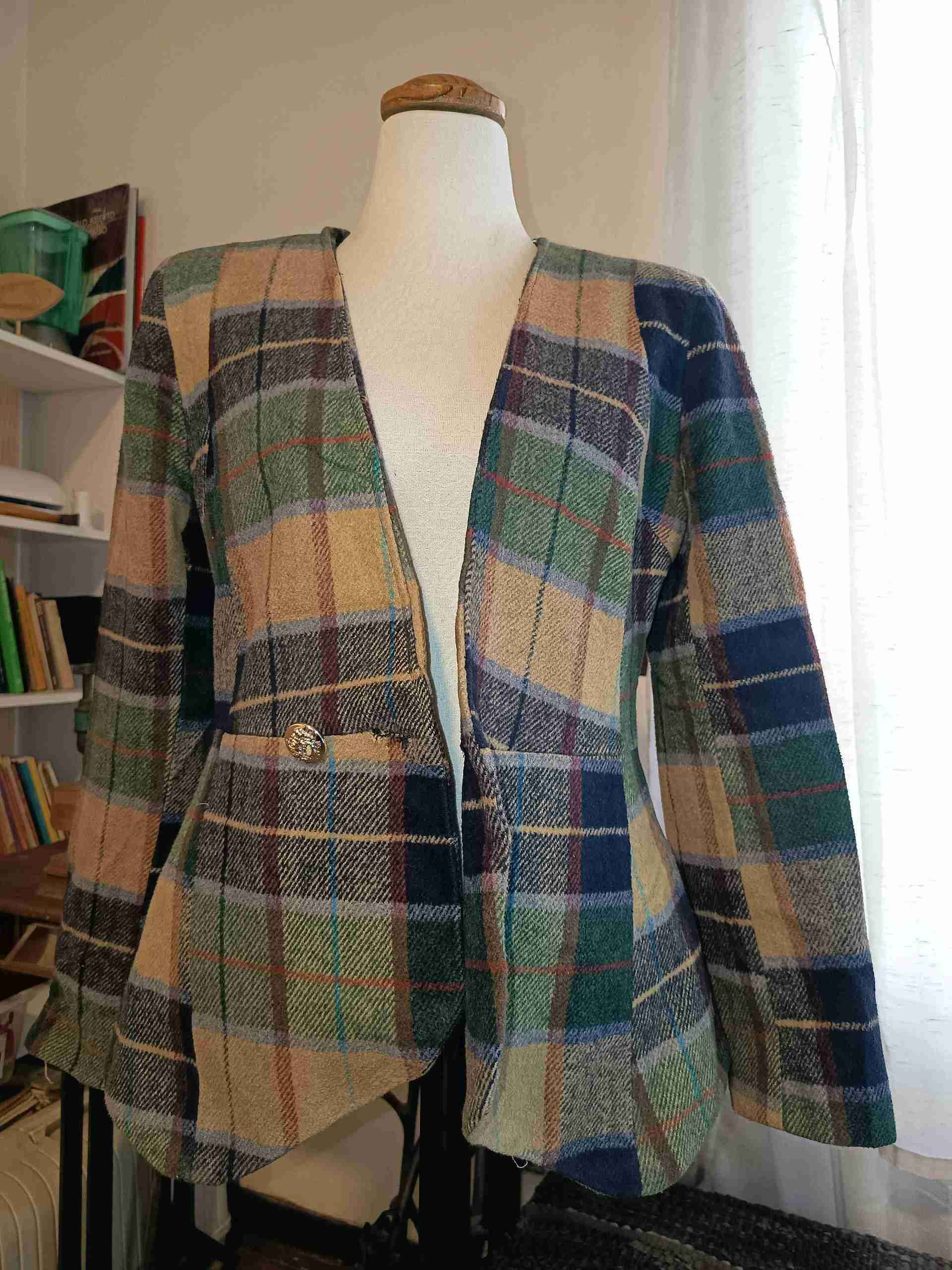 Blazer de tartán multicolor