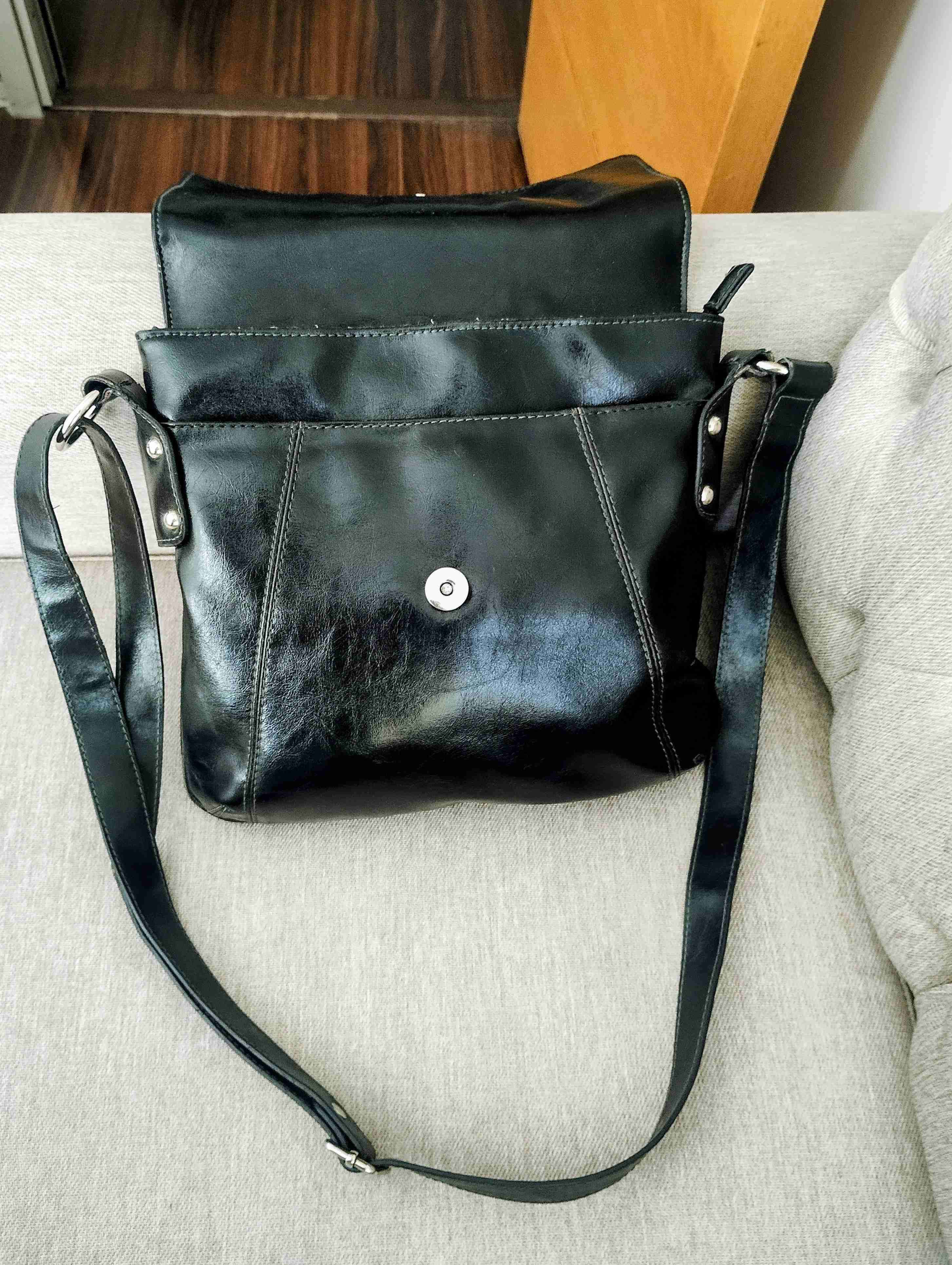 Bandolera negra de cuero sintético - miniatura 3