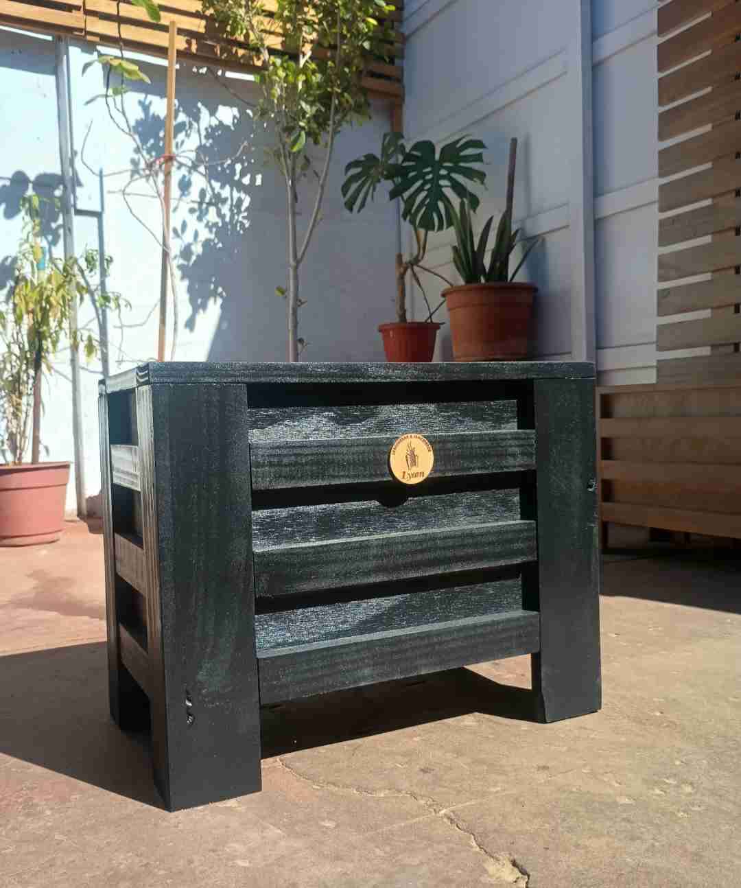 Macetero de madera negro - miniatura 2