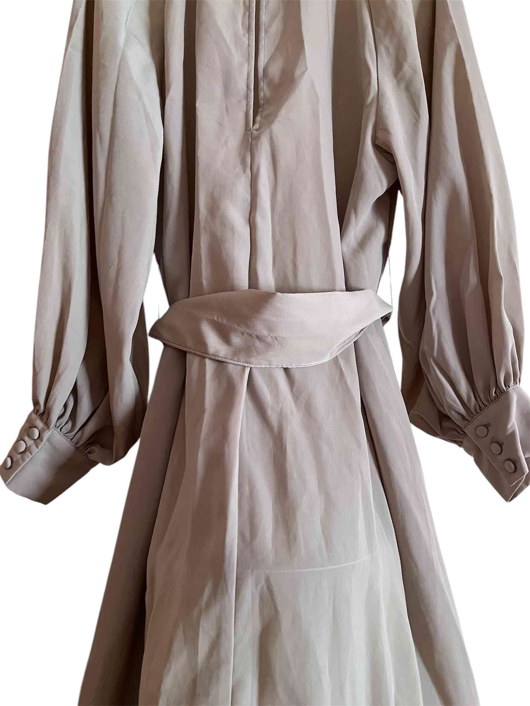 Vestido beige con cinturón Prologue talla L - miniatura 6