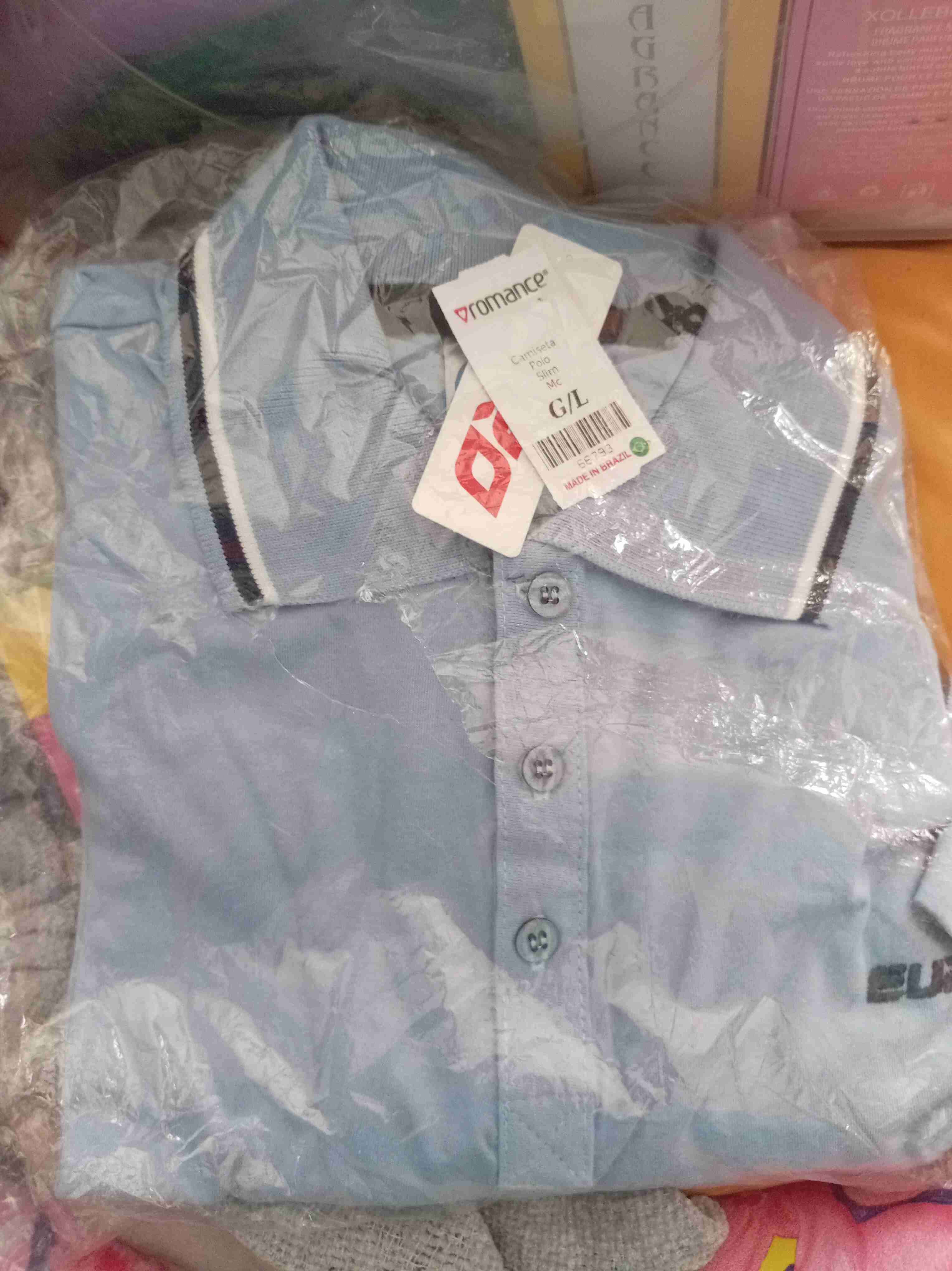 Camisa polo azul Romance