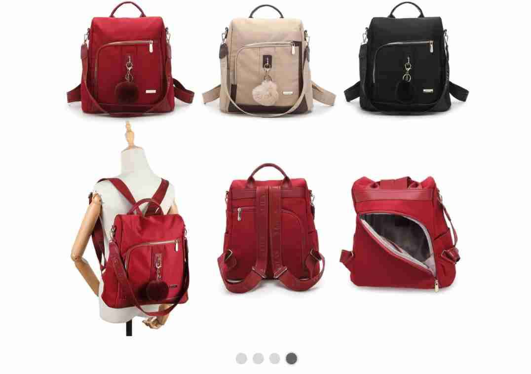 Mochila beige con pompón - miniatura 2