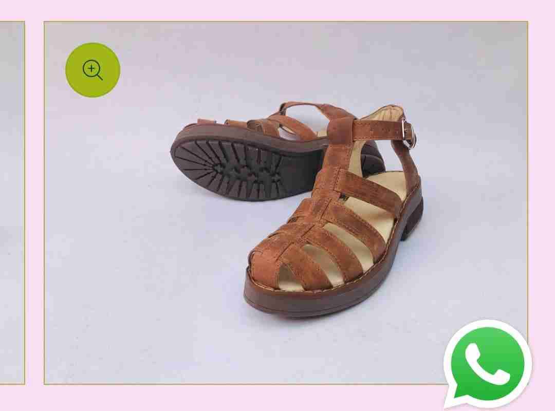 Sandalias cuero marrón mujer