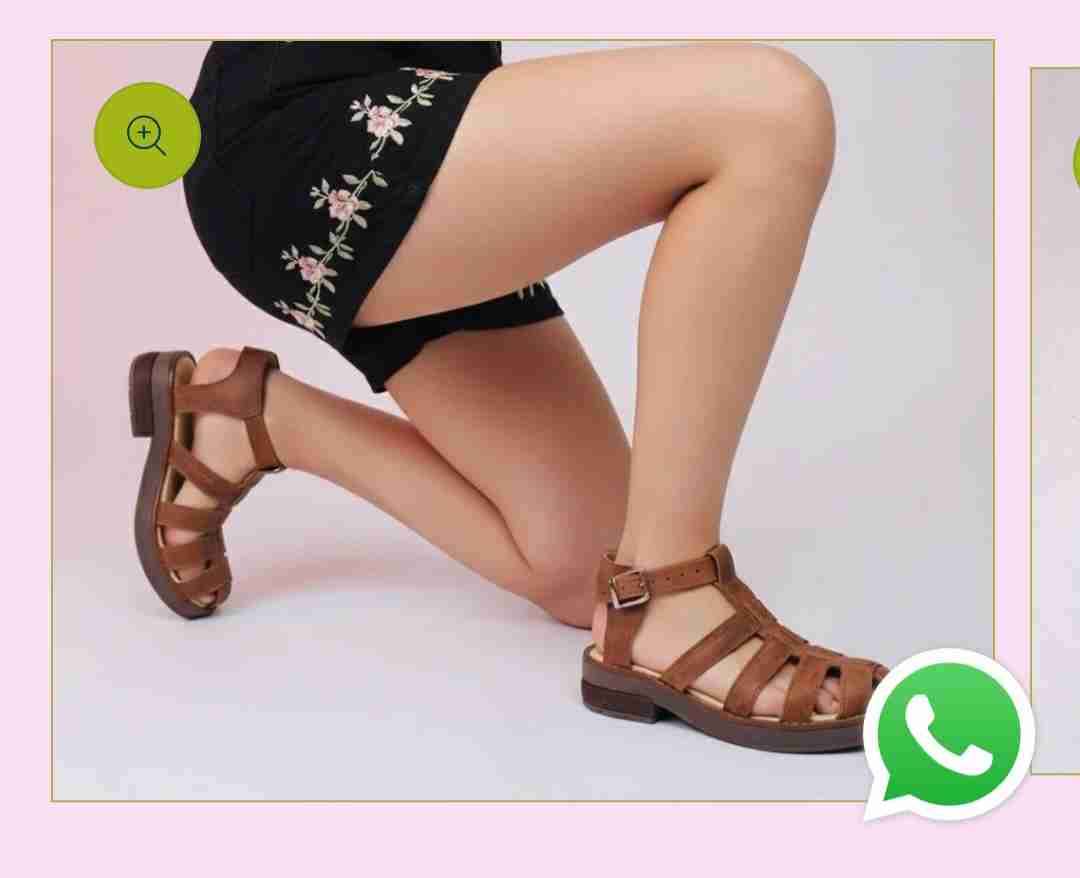 Sandalias cuero marrón mujer - miniatura 2