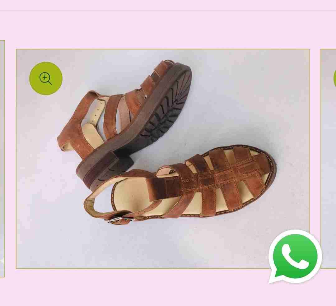 Sandalias cuero marrón mujer - miniatura 3