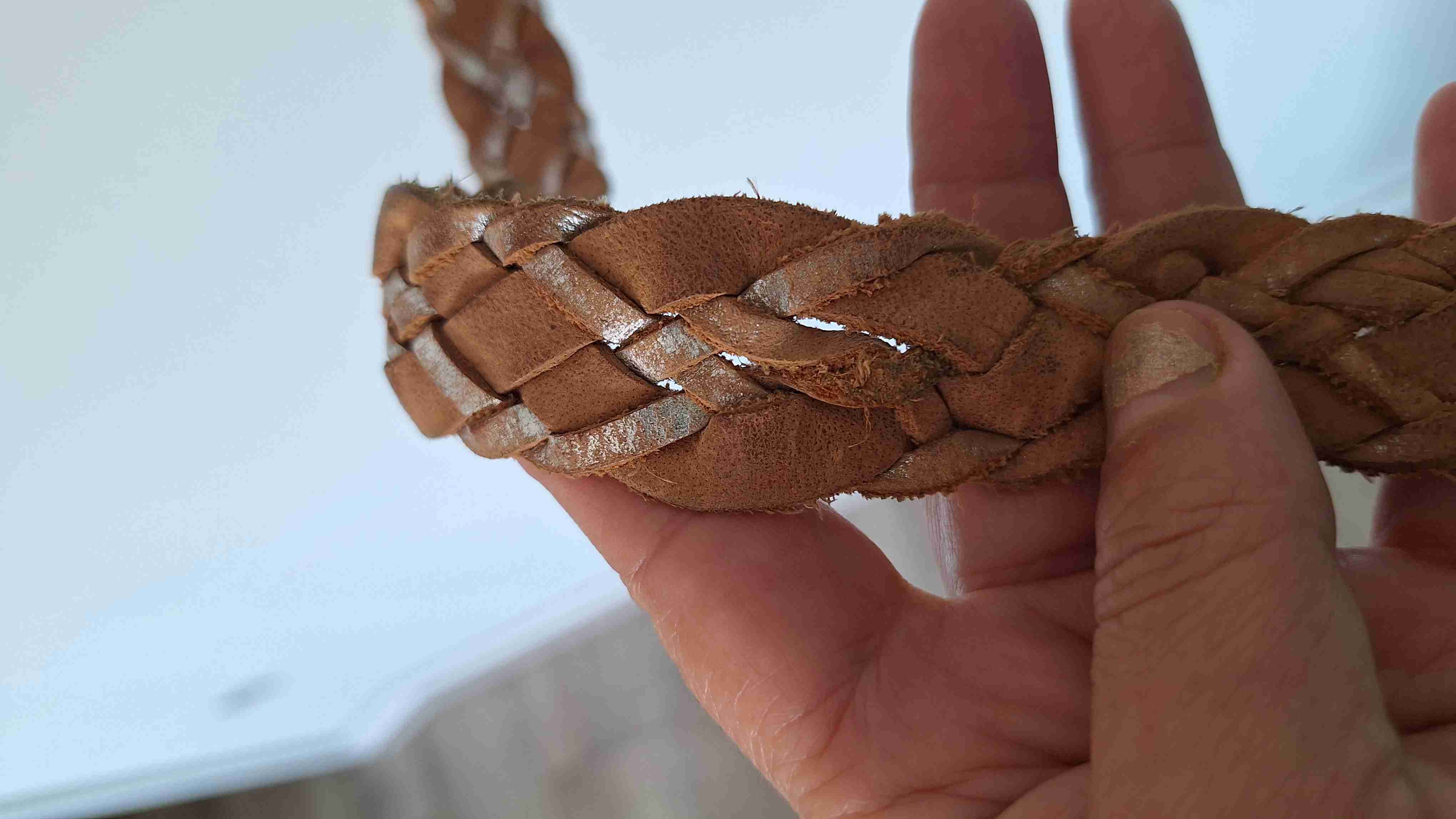 Cinturón trenzado cuero café - miniatura 2