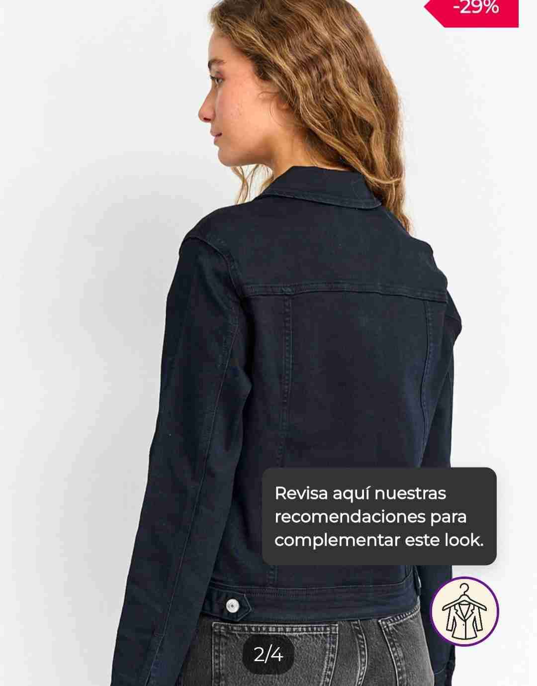 Chaqueta de mezclilla negra mujer - miniatura 2