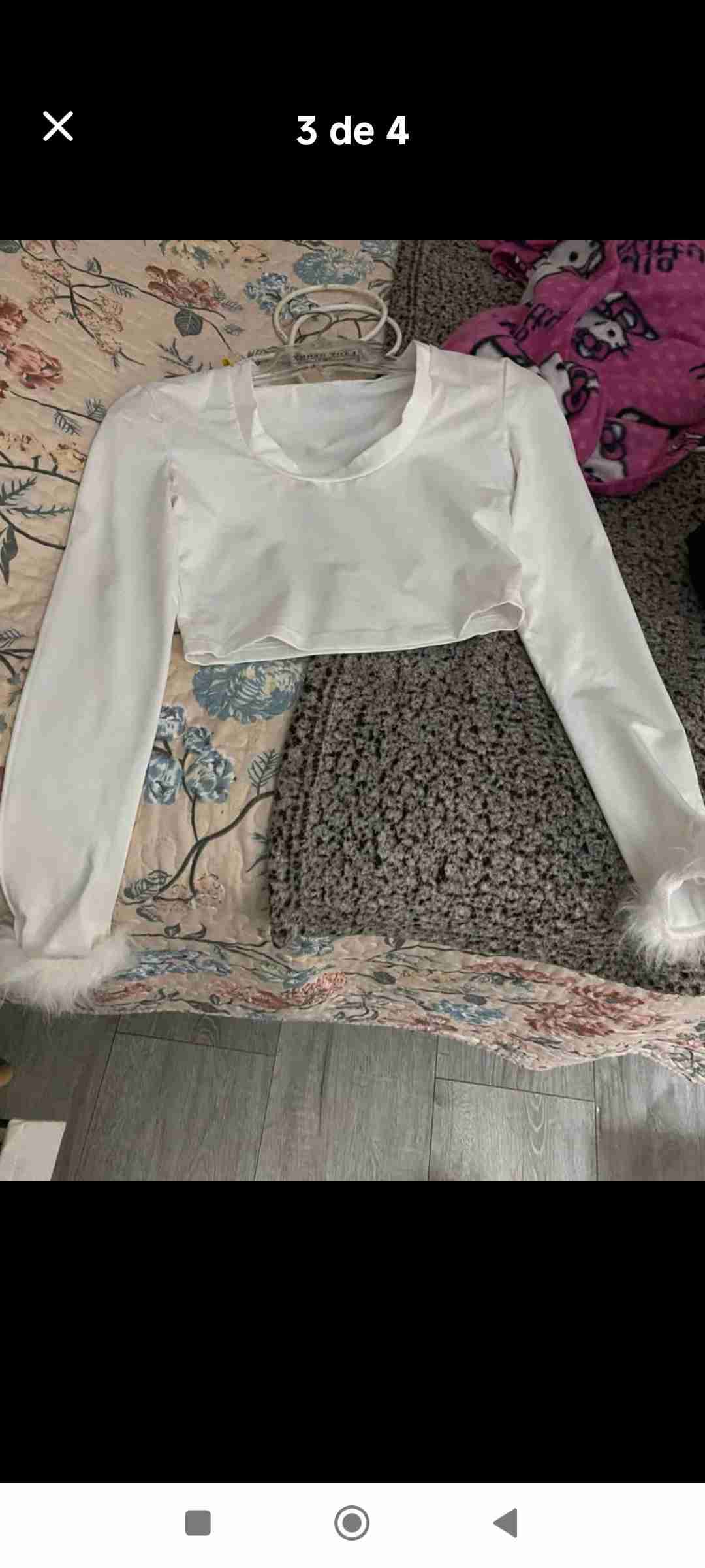 Top blanco con detalles de peluche - miniatura 3